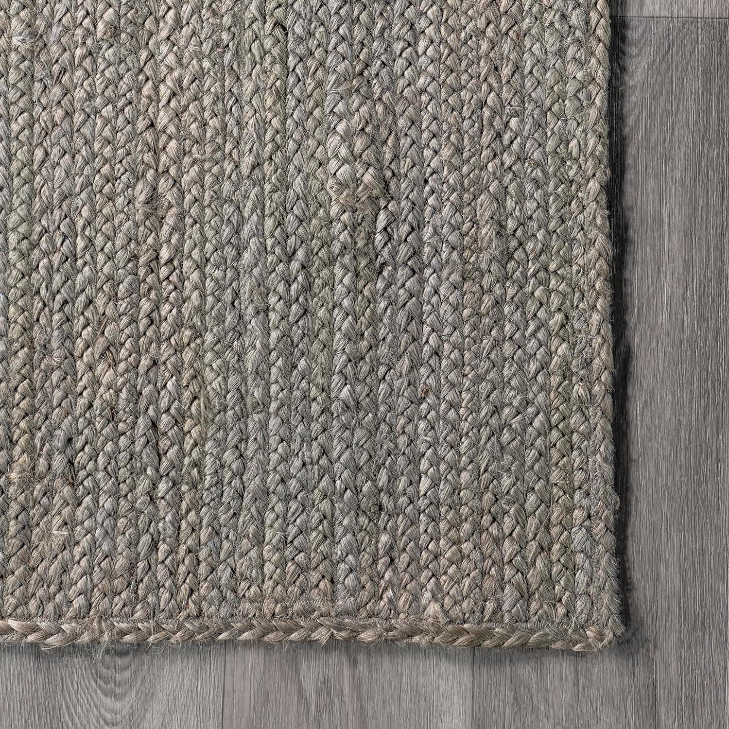 nuLOOM Rigo Hand Woven Jute Grey 5' x 8' Farmhouse Area Rug