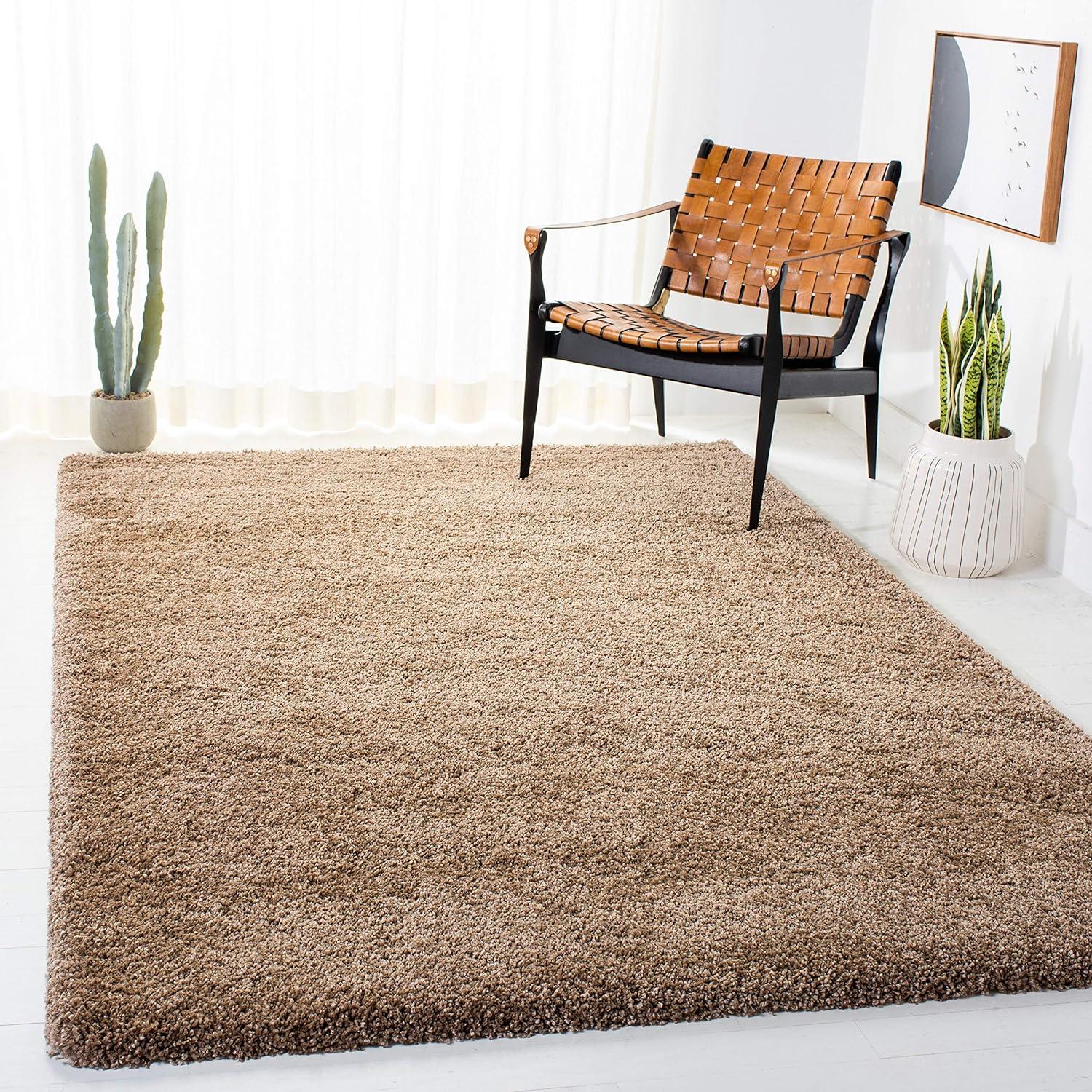 Milan Shag SG180 Power Loomed Indoor Accent Rug - Dark Beig - 3'x3' - Safavieh