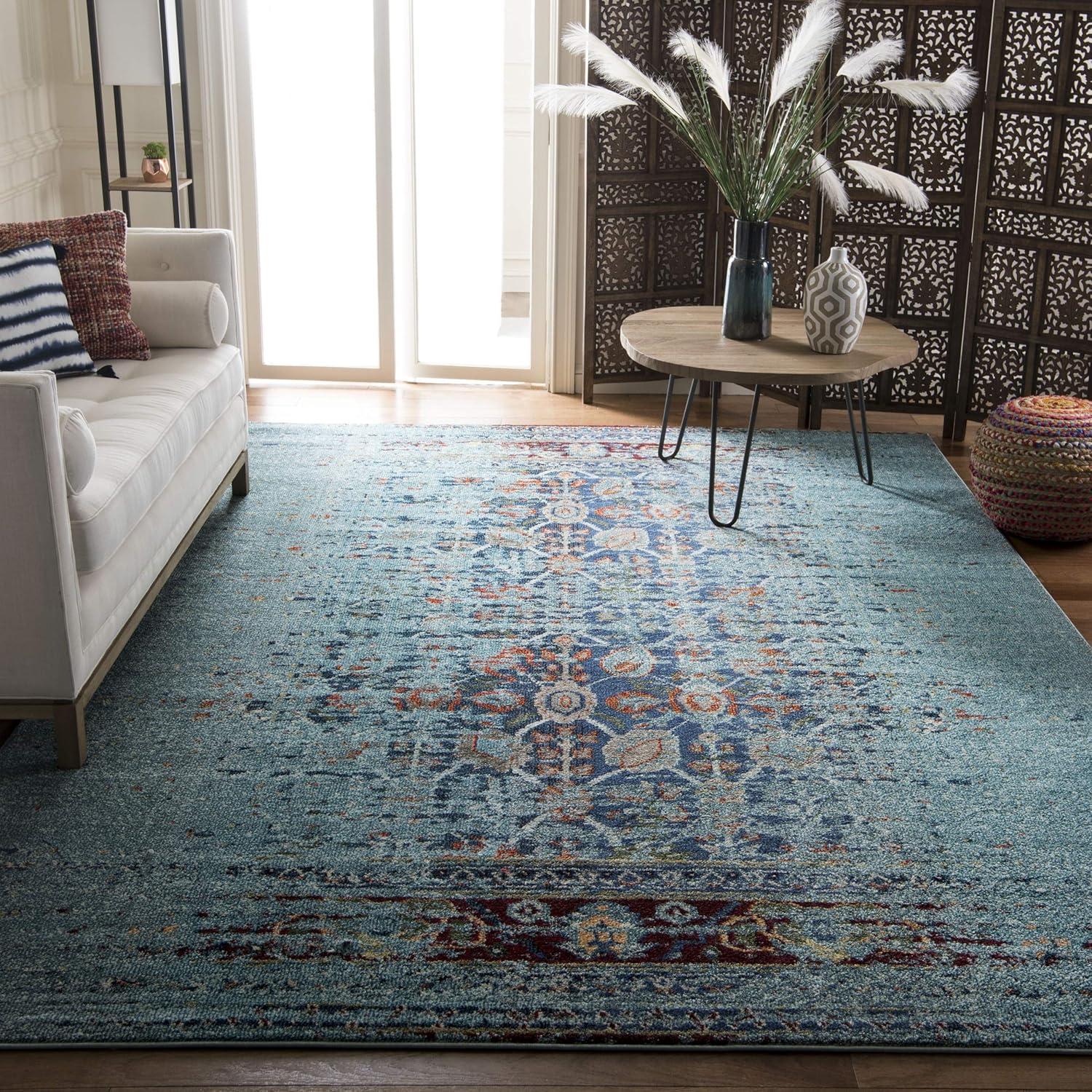 SAFAVIEH Monaco Annabelle Vintage Area Rug, Blue/Multi, 9' x 9' Square