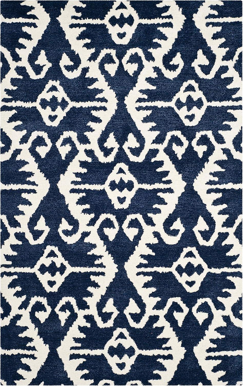 Wyndham WYD323 Hand Tufted Indoor Area Rug - Royal Blue/Ivory - 4'x6' - Safavieh