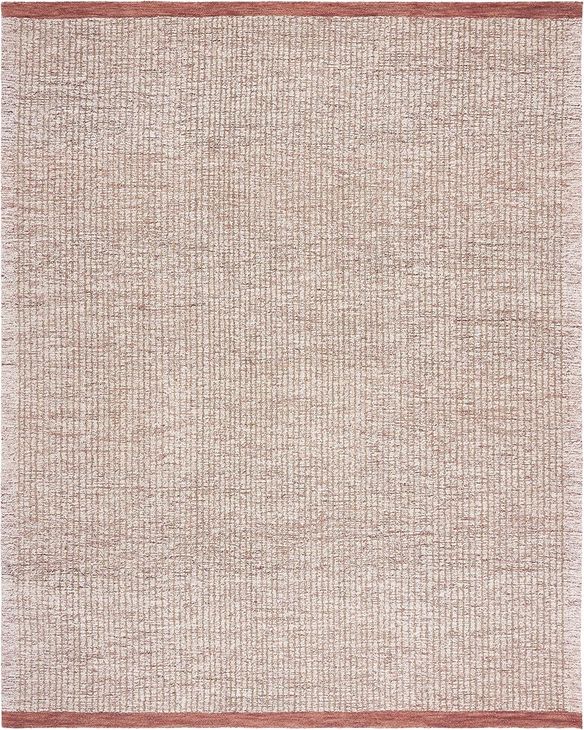 Ivory and Red Hand-Tufted Wool Area Rug, 8' x 10', Reversible