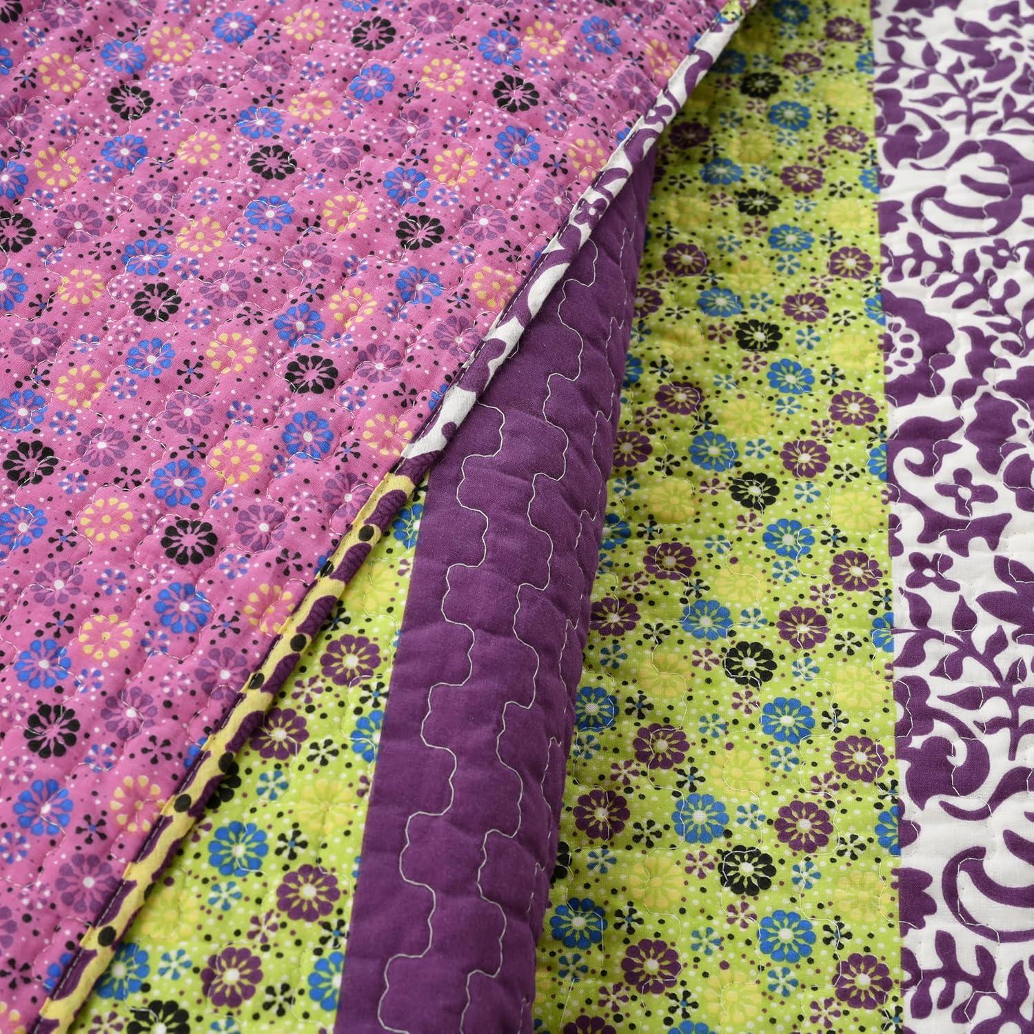 3pc King Royal Empire Quilt Set Plum - Lush Décor: Reversible Bedspread, OEKO-TEX Certified