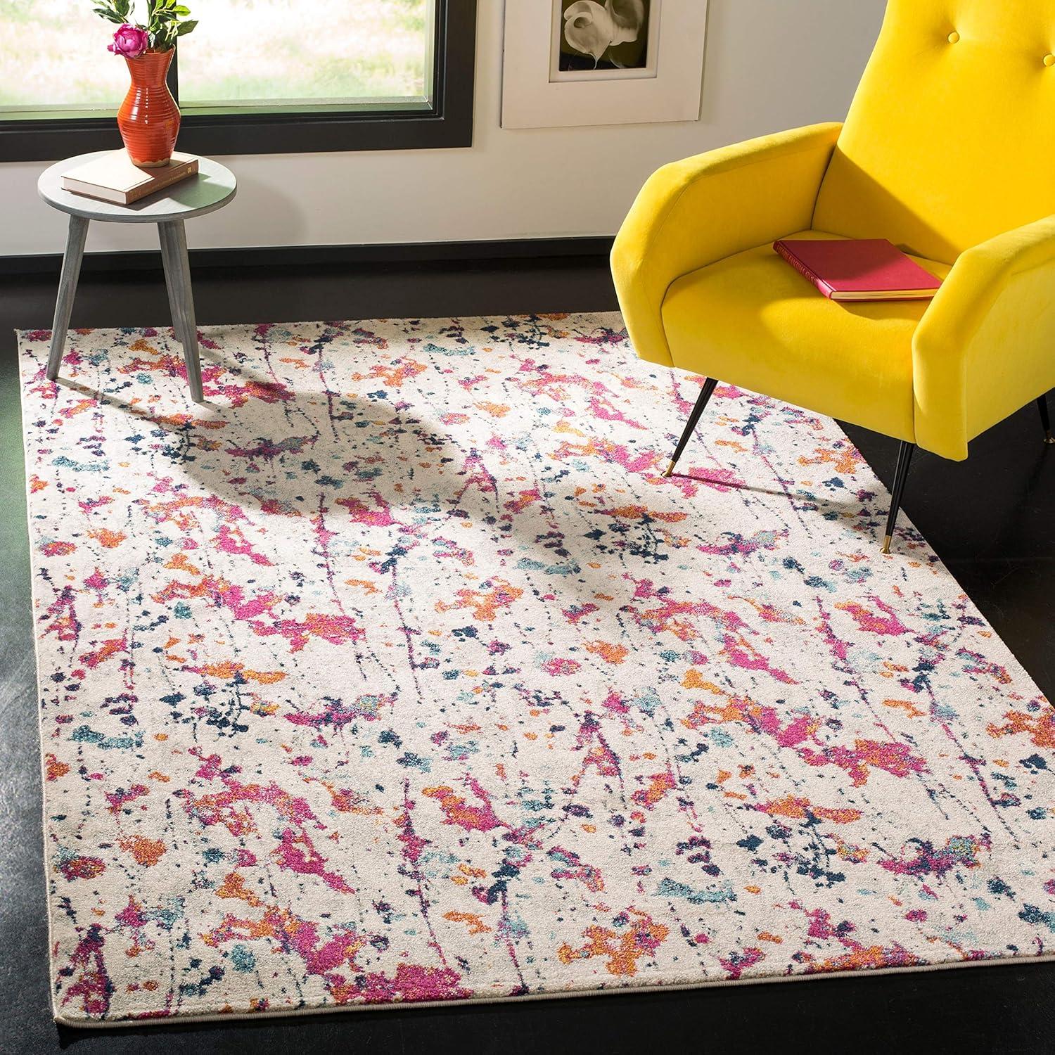 Evoke Ivory and Grey Abstract Floral 8' x 10' Area Rug