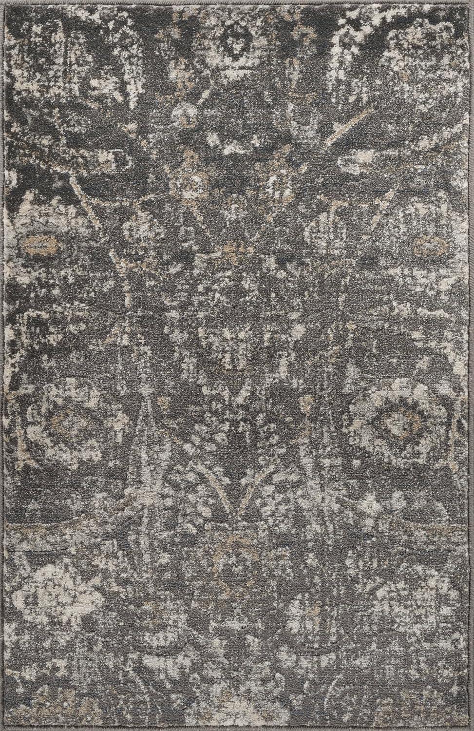 Avellino Beige and Gray Synthetic Fur Rectangular Rug, 2' x 2'11"