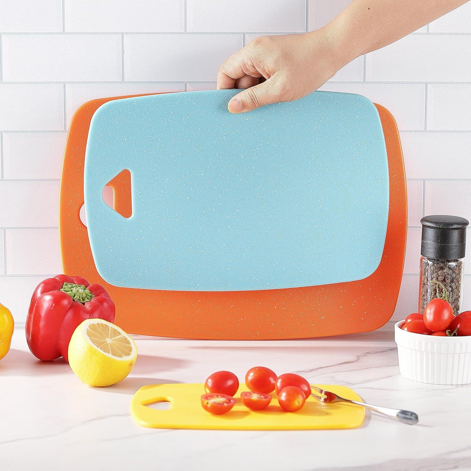 Multicolor Plastic Cutting Board Set with Easy Grip Handles