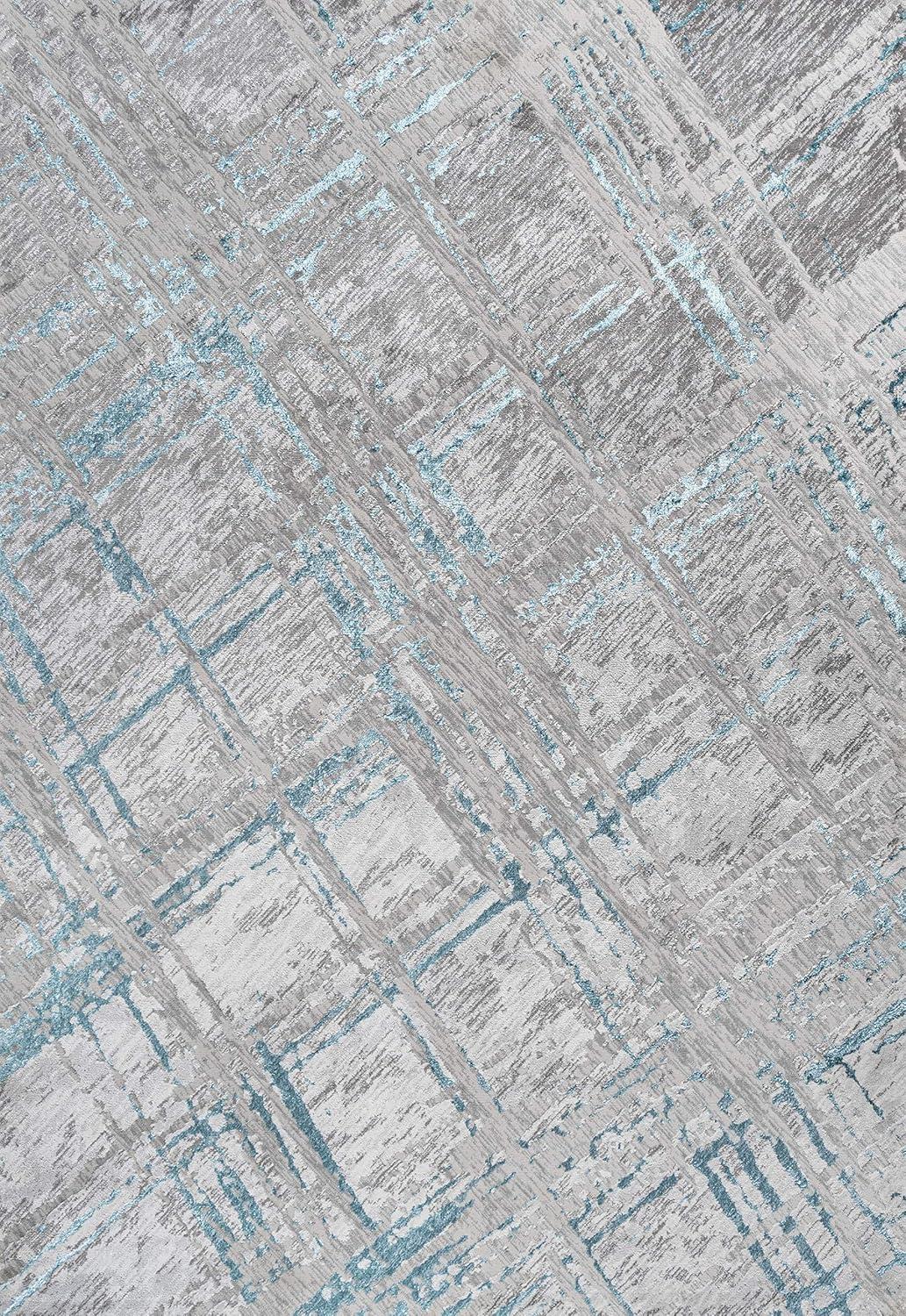 4'x6' Slant Modern Abstract Area Rug, Gray/Turquoise - JONATHAN Y