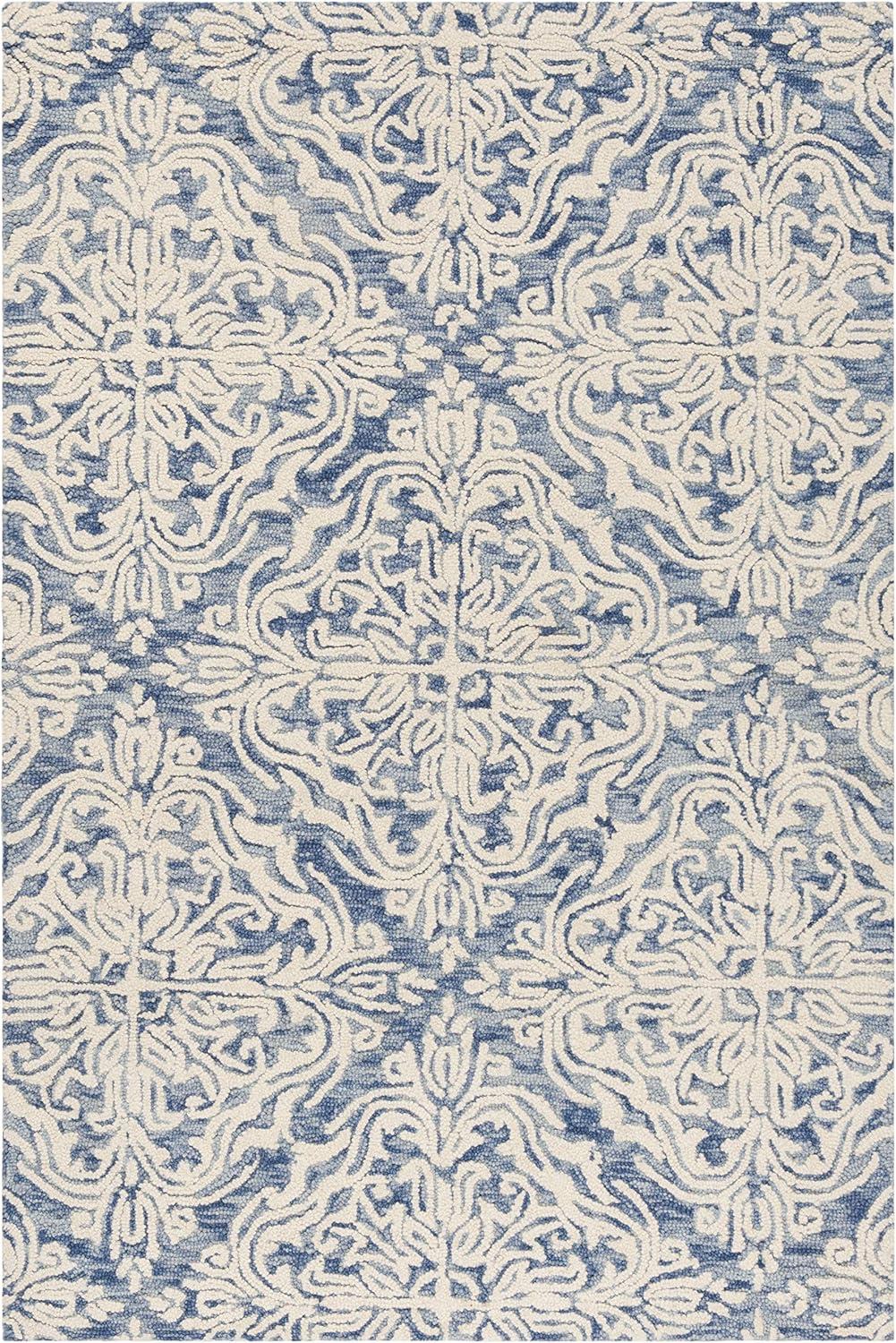 Blossom BLM103 Hand Tufted Area Rug - Blue/Ivory - 4'x6' - Safavieh.