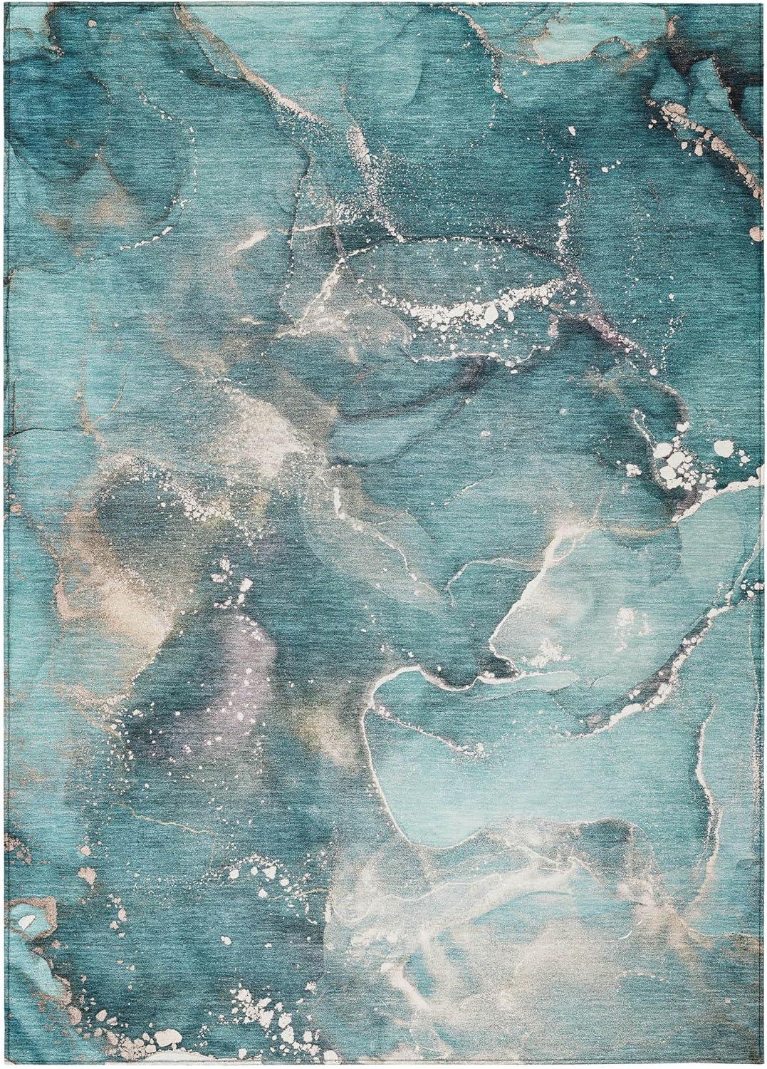 Addison Rugs Chantille ACN518 Teal 2'6" x 3'10" Indoor Outdoor Area Rug, Easy Clean, Machine Washable, Non Shedding, Bedroom, Living Room, Dining Room, Kitchen, Patio Rug