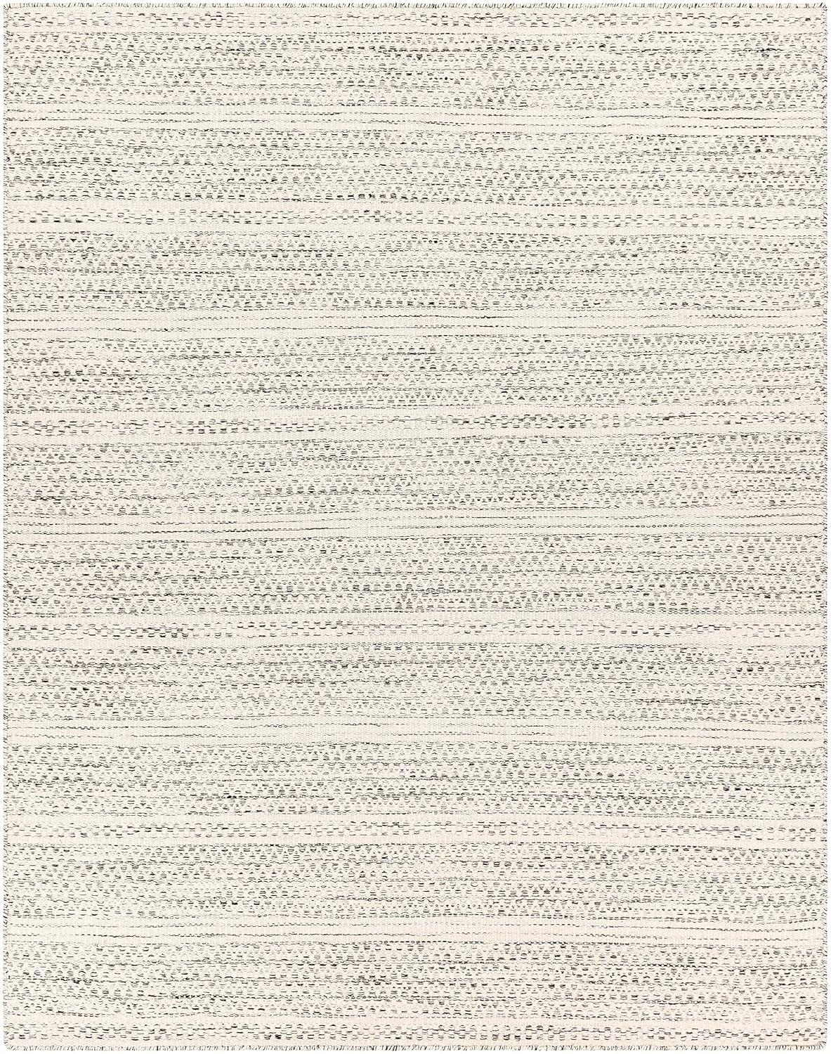 BoutiqueRugs Williford Boho Hand Woven Wool Natural Fiber Area Rug - Farmhouse Neutral Color Carpet for Living Room, Bedroom - Cream, Black - 8'10" x 12' (9x12)
