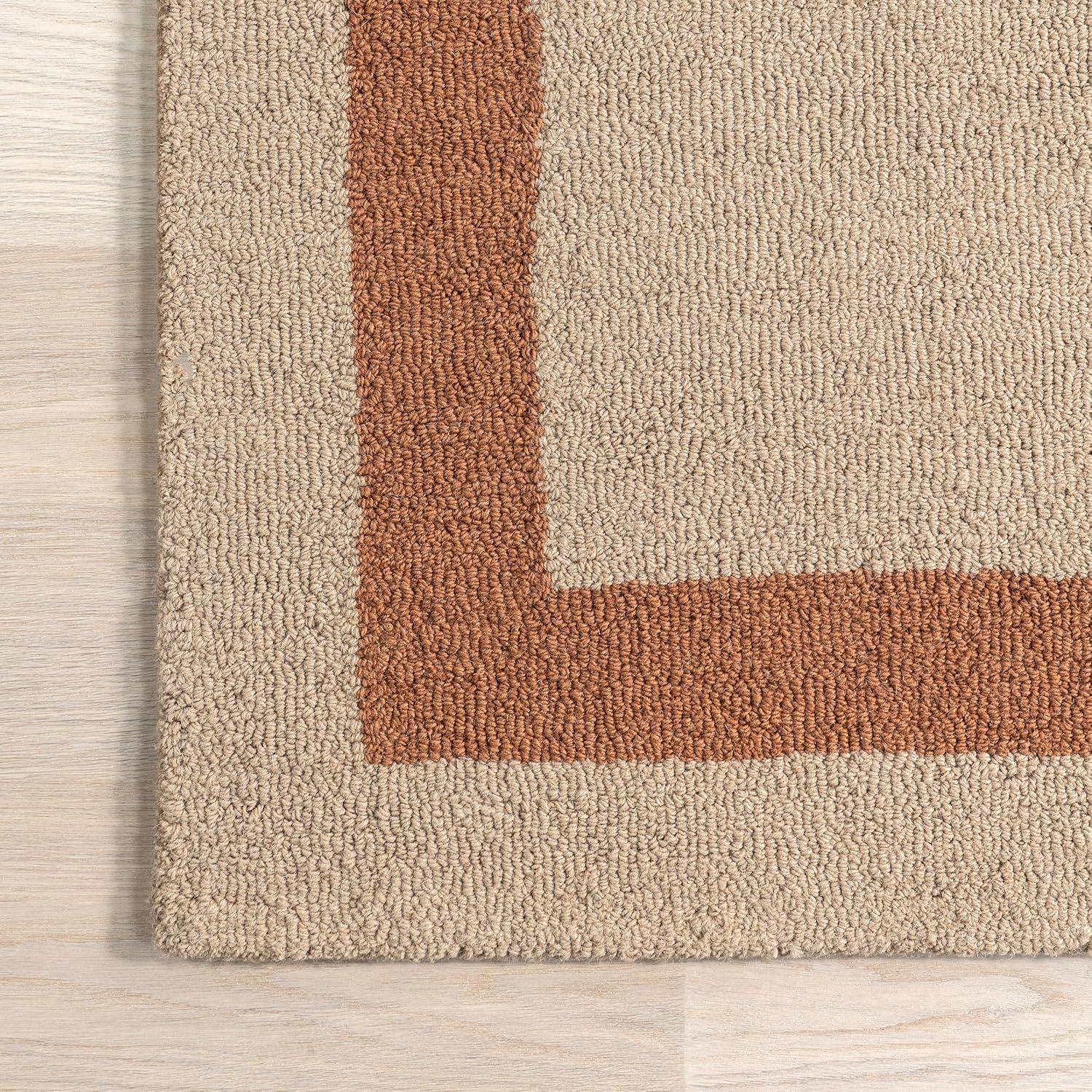 Rust and Beige Wool Flat Woven Handmade Area Rug