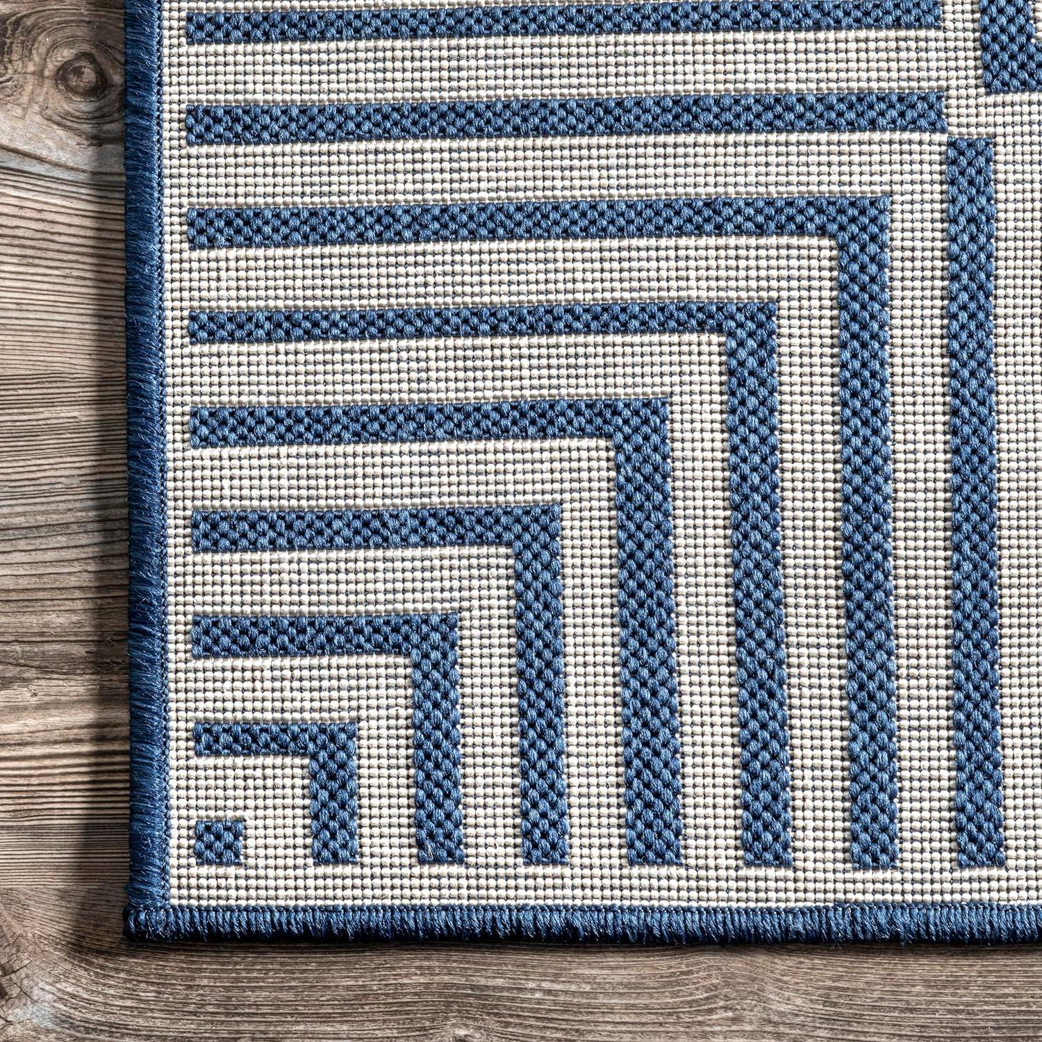 nuLOOM 4' x 6' Outdoor Area Rug, Stain Resistant, Weather Resistant, High Traffic, Patio, Balcony, Outside, Living Room, Dining Room, Asha Navy