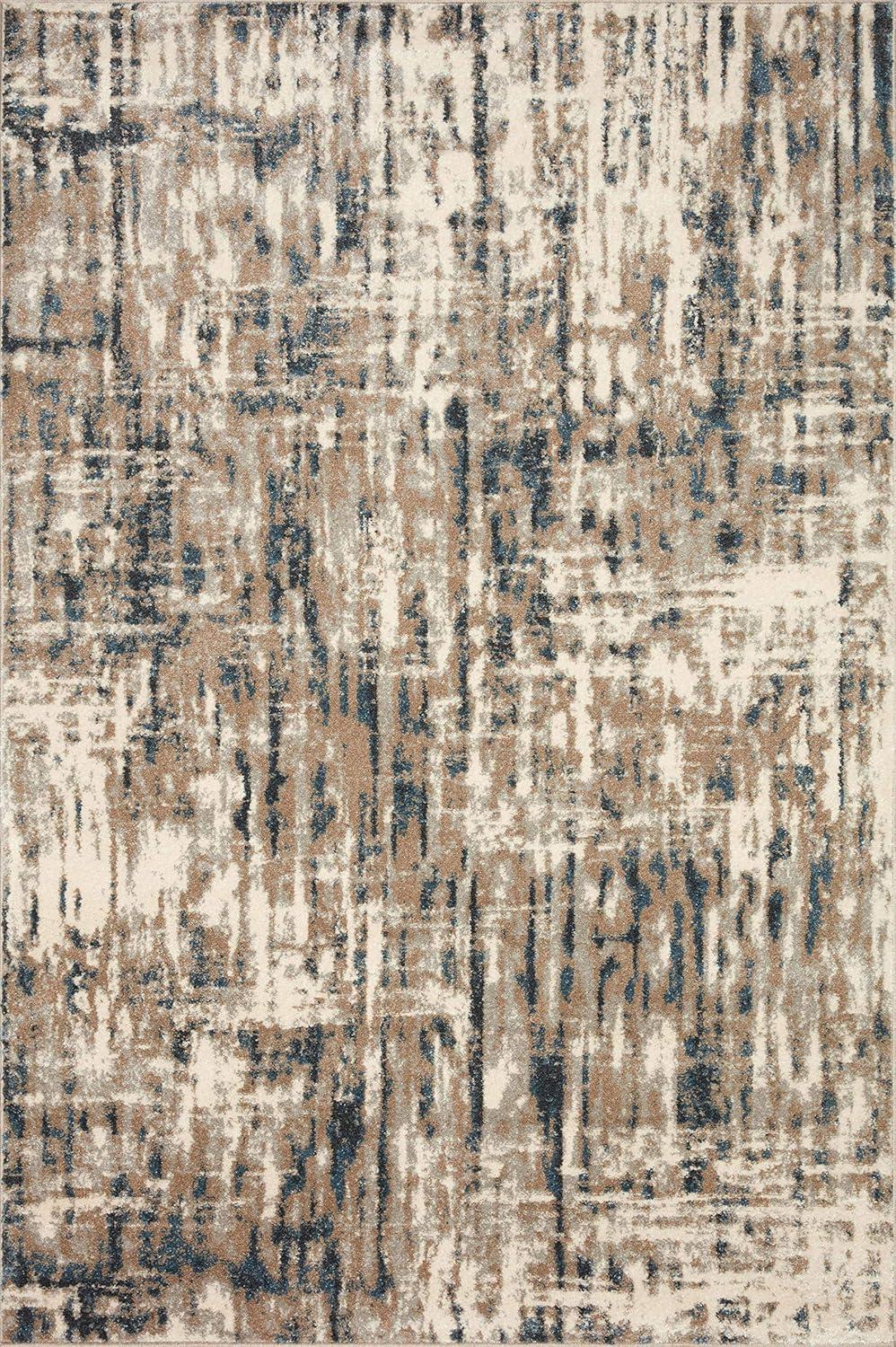 Loloi II Spirit SPI-02 Abstract Stone / Blue Area Rug 6'-7" x 9'-3"