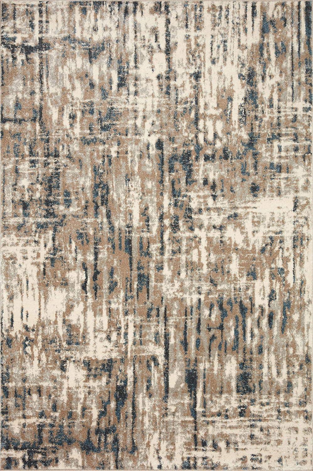 Loloi II Spirit SPI-02 Abstract Stone / Blue Area Rug 6'-7" x 9'-3"