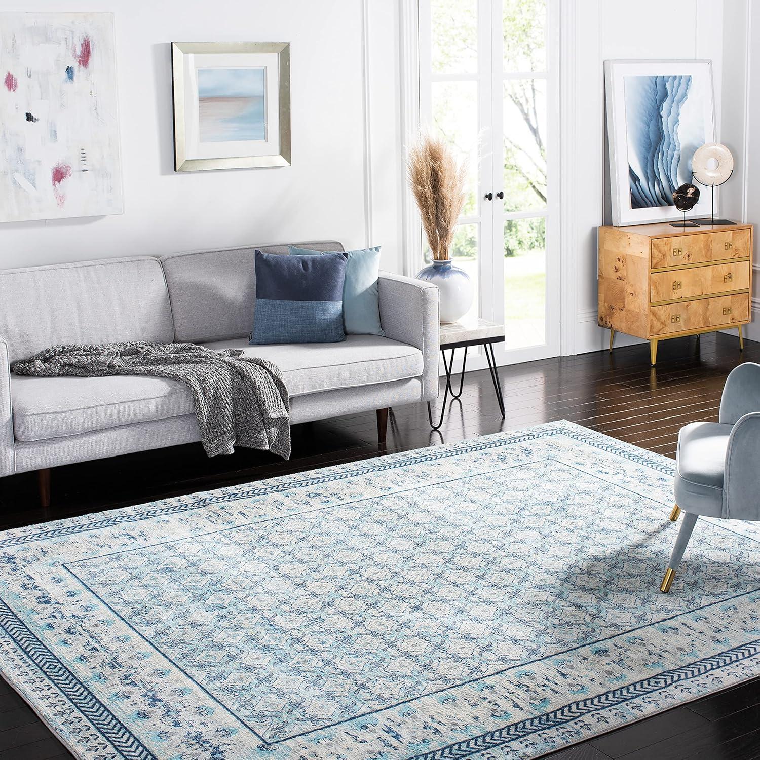 Brentwood BNT899 Power Loomed Indoor Area Rug - Ivory/Aqua - 8'x10' - Safavieh