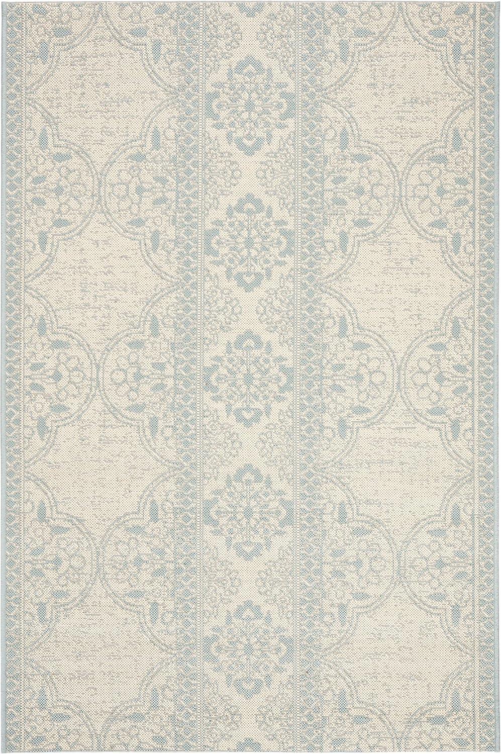 SAFAVIEH Beach House Kiaran Southwestern Indoor/Outdoor Area Rug Aqua/Cream, 3' x 5'