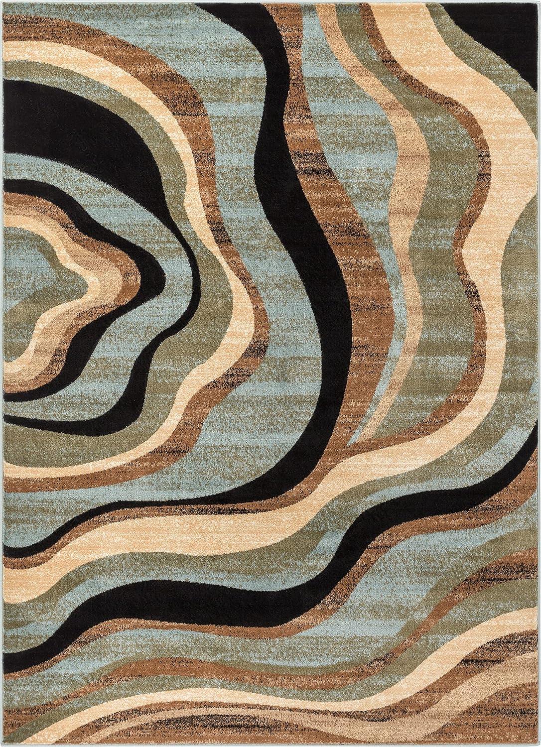 Well Woven Barclay Nirvana Waves Modern Geometric Multi Blue 5'3" x 7'3" Area Rug
