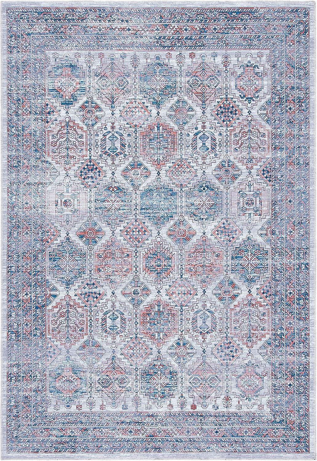 Serapi SEP520 Power Loomed Machine Washable Skid-Resistant Indoor Accent Rug - Ivory/Rust - 4'x6' - Safavieh