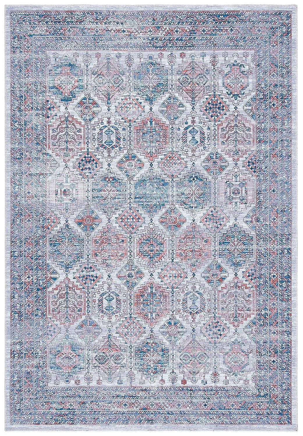 Serapi SEP520 Power Loomed Machine Washable Skid-Resistant Indoor Accent Rug - Ivory/Rust - 4'x6' - Safavieh