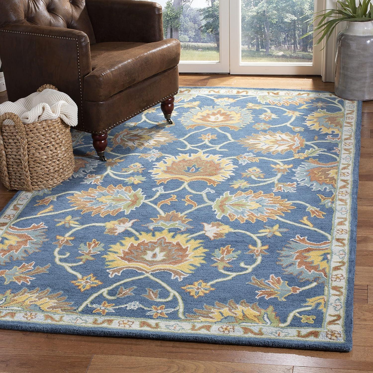 SAFAVIEH Heritage Sharla Floral Wool Area Rug, Navy, 3' x 5'
