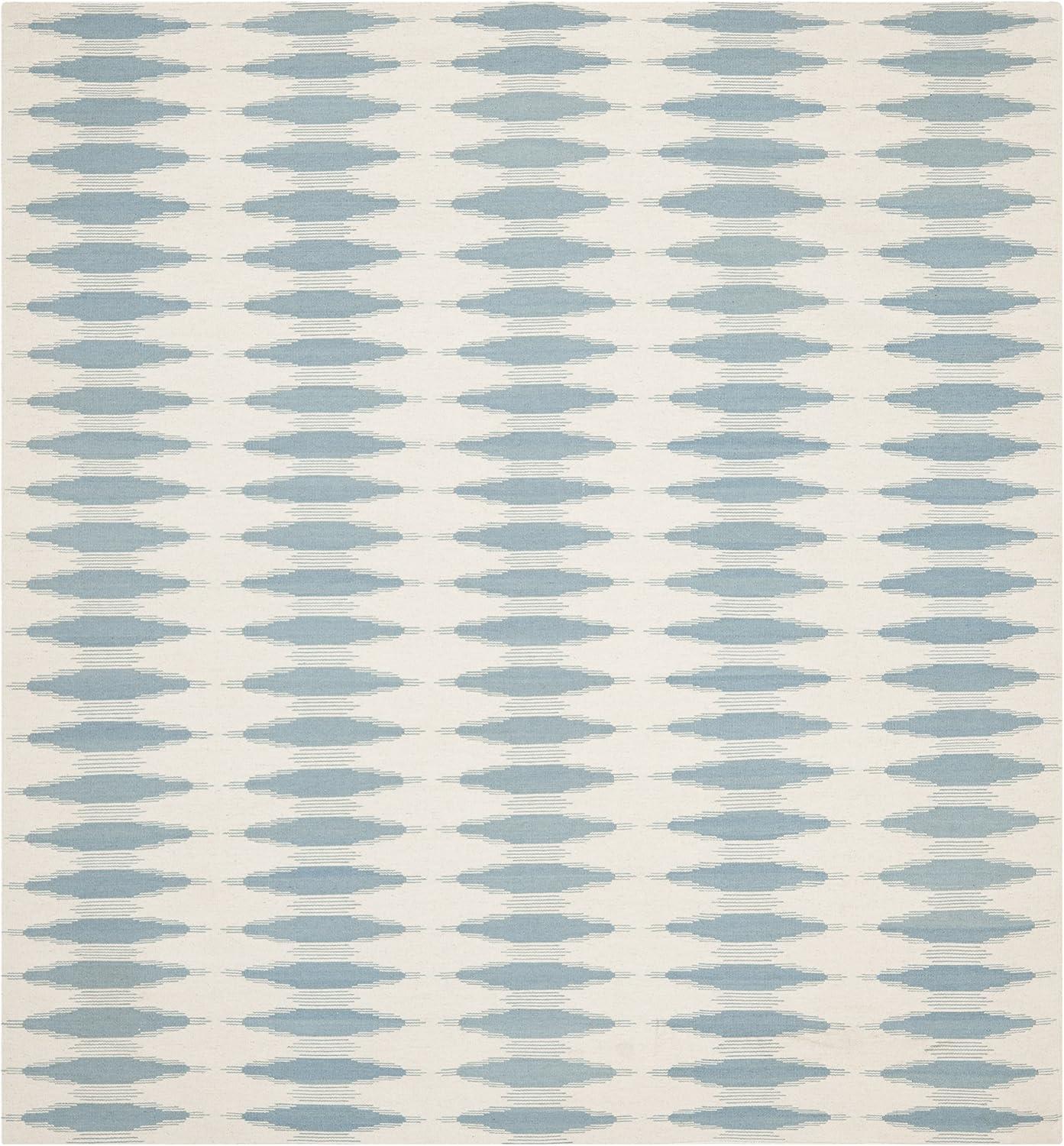SAFAVIEH Kilim Wynonna Geometric Wool Area Rug, Ivory/Blue, 9' x 12'