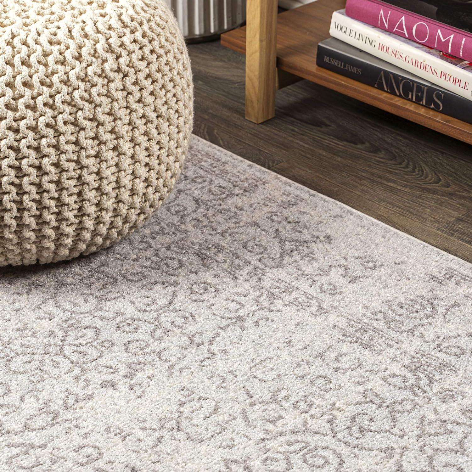 3'x5' Ferro Filigree Charcoal Black and White Area Rug, Gray/Dark Gray - JONATHAN Y