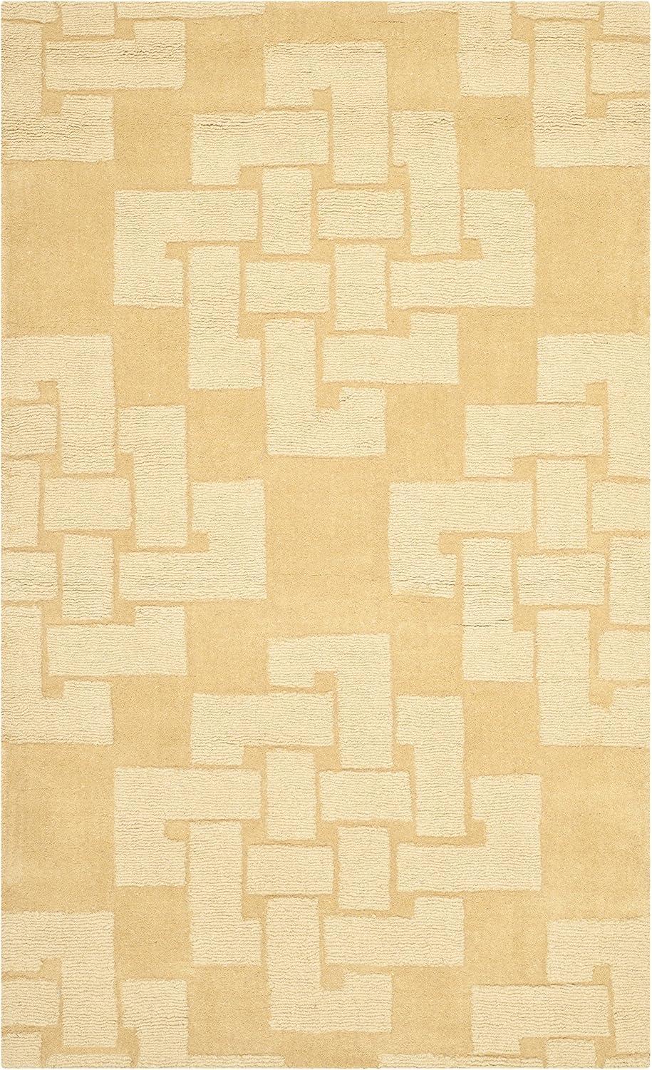 Geometric Hand-Tufted Wool Rattan Area Rug