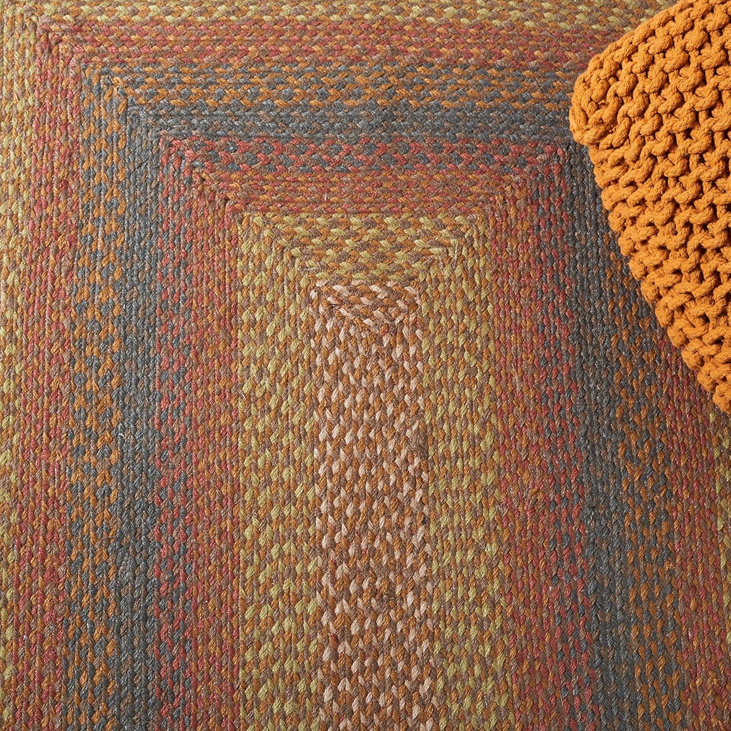 SAFAVIEH Braided Dorinda Bordered Reversible Area Rug, Green/Rust, 5' x 8'