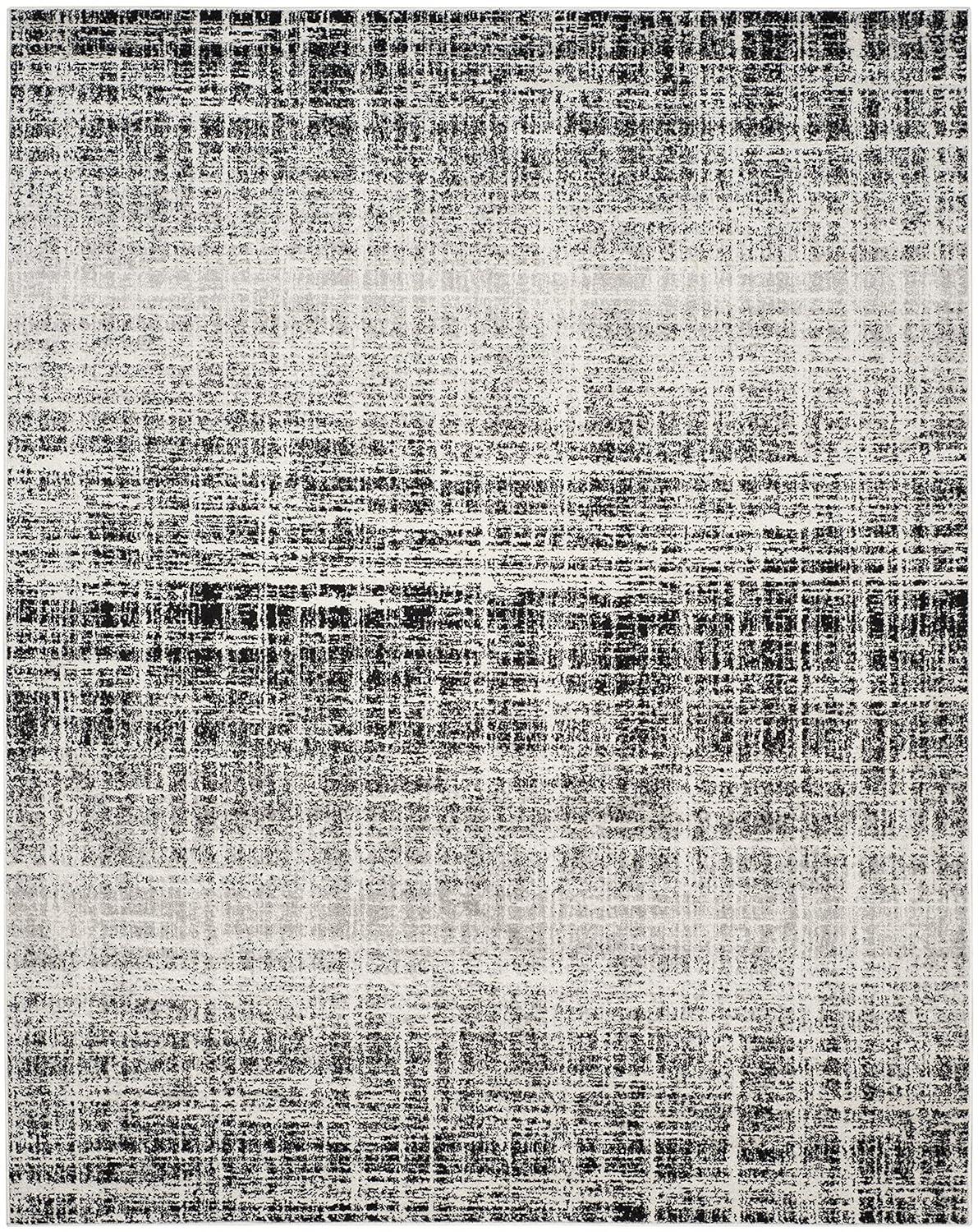 Adirondack ADR116 Machine Made Indoor Area Rug - Ivory/Black - 4'x4' - Safavieh