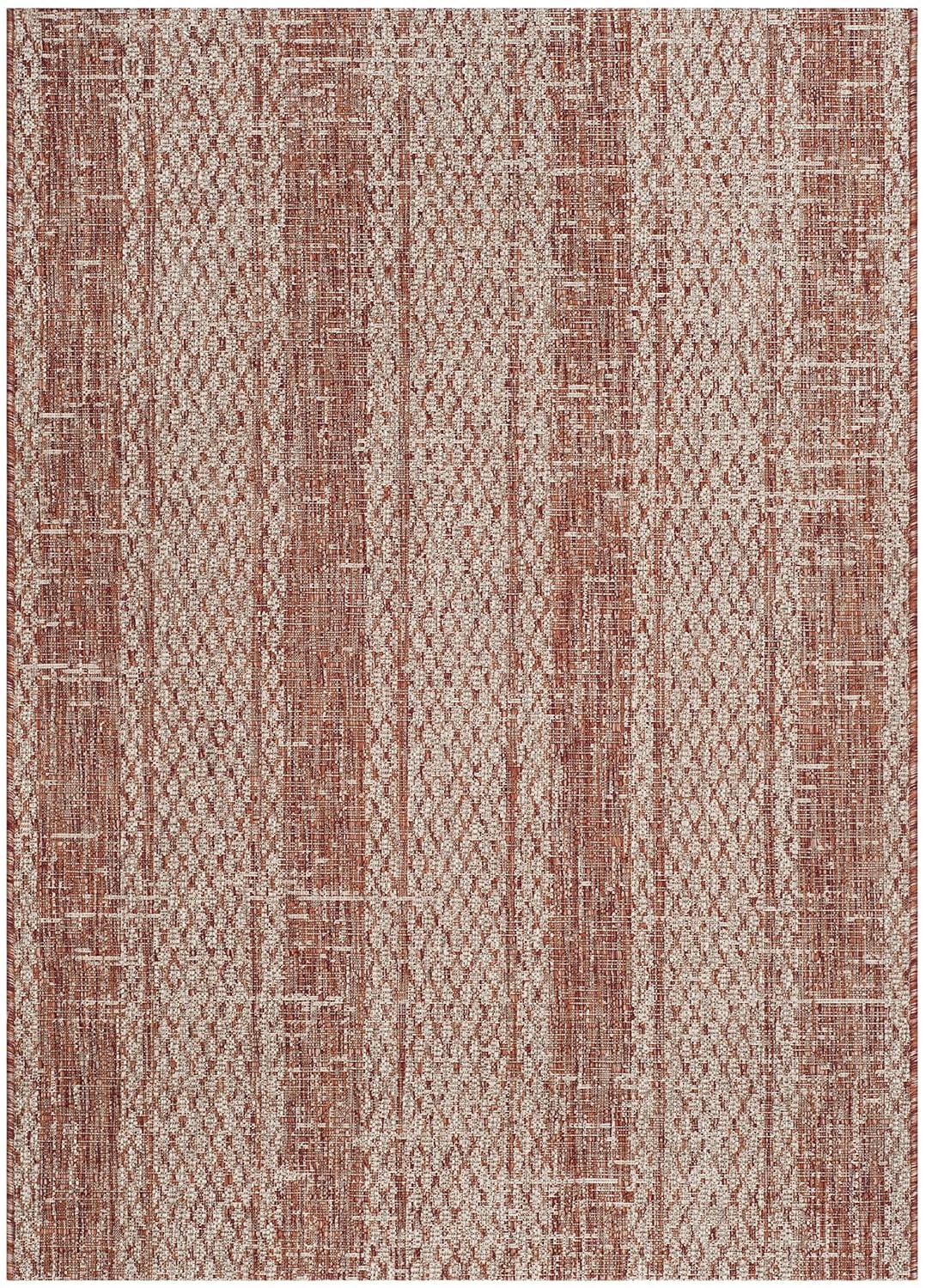 Courtyard CY8736 Power Loomed Indoor and Outdoor Area Rug - Light Beige/Terracotta - 4'x5'7" - Safavieh