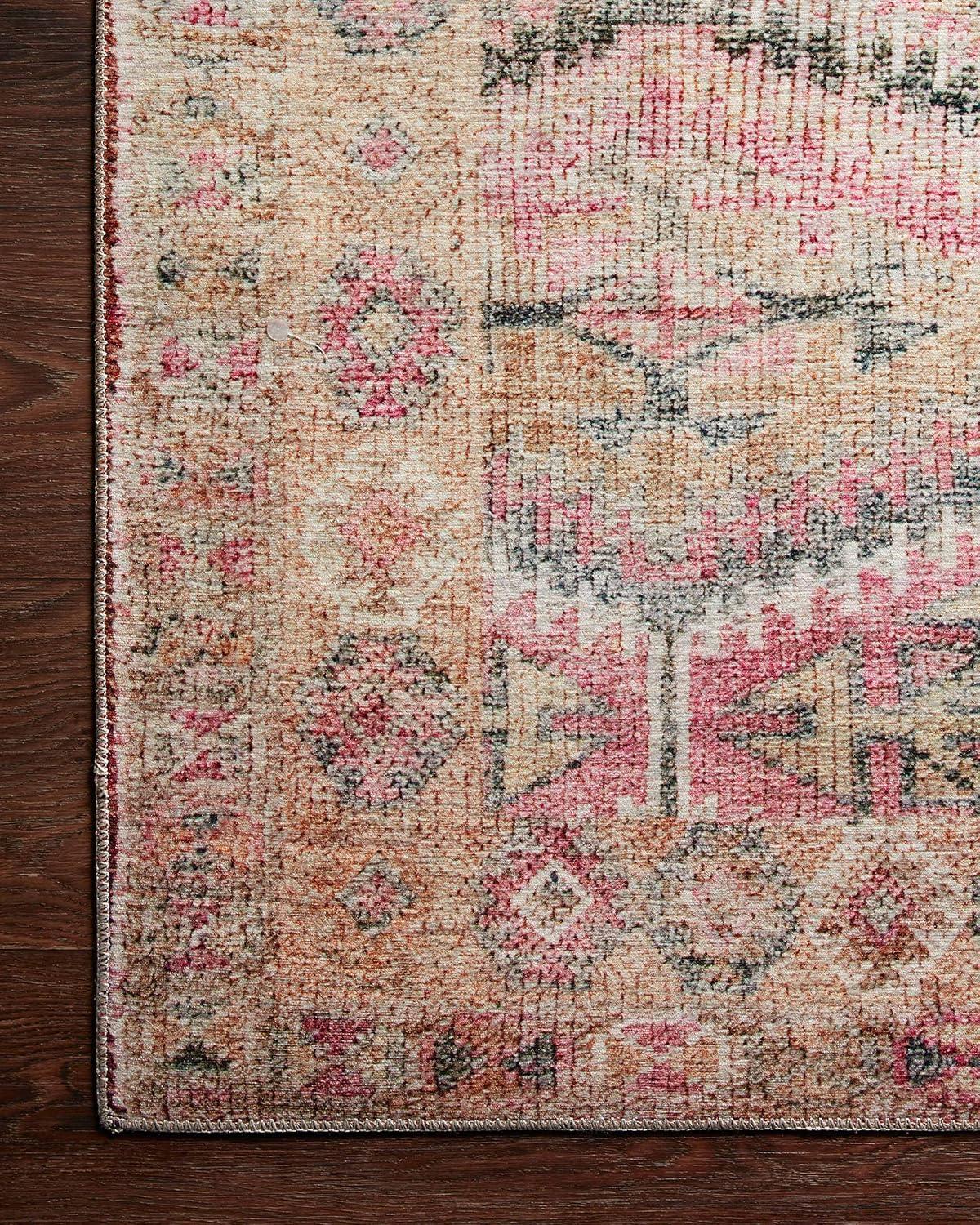 Layla Pink and Lagoon Rectangular Polyester Accent Rug