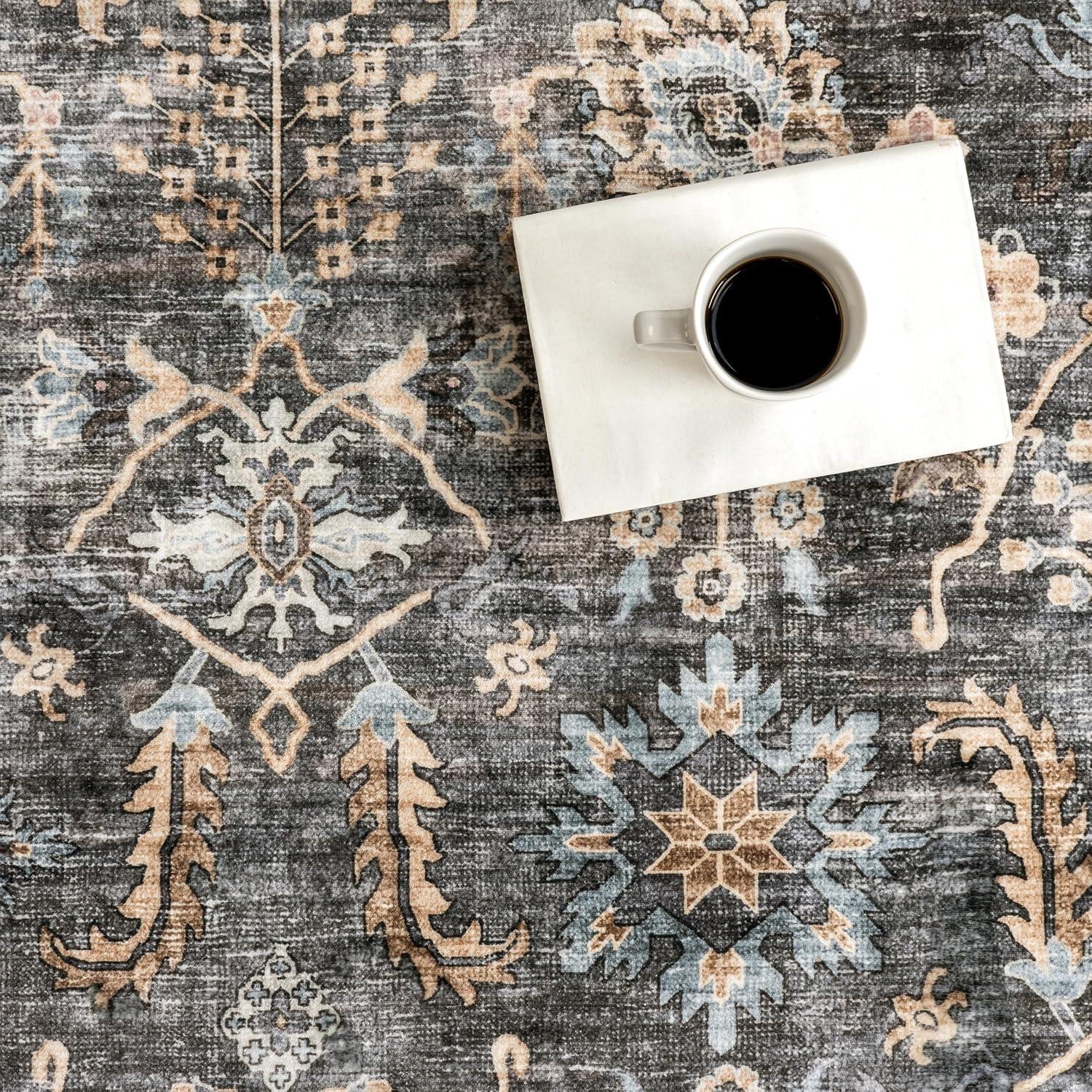 Nuloom Benica Multi Medallion Machine Washable Indoor Area Rug, 8' x 10', Greys