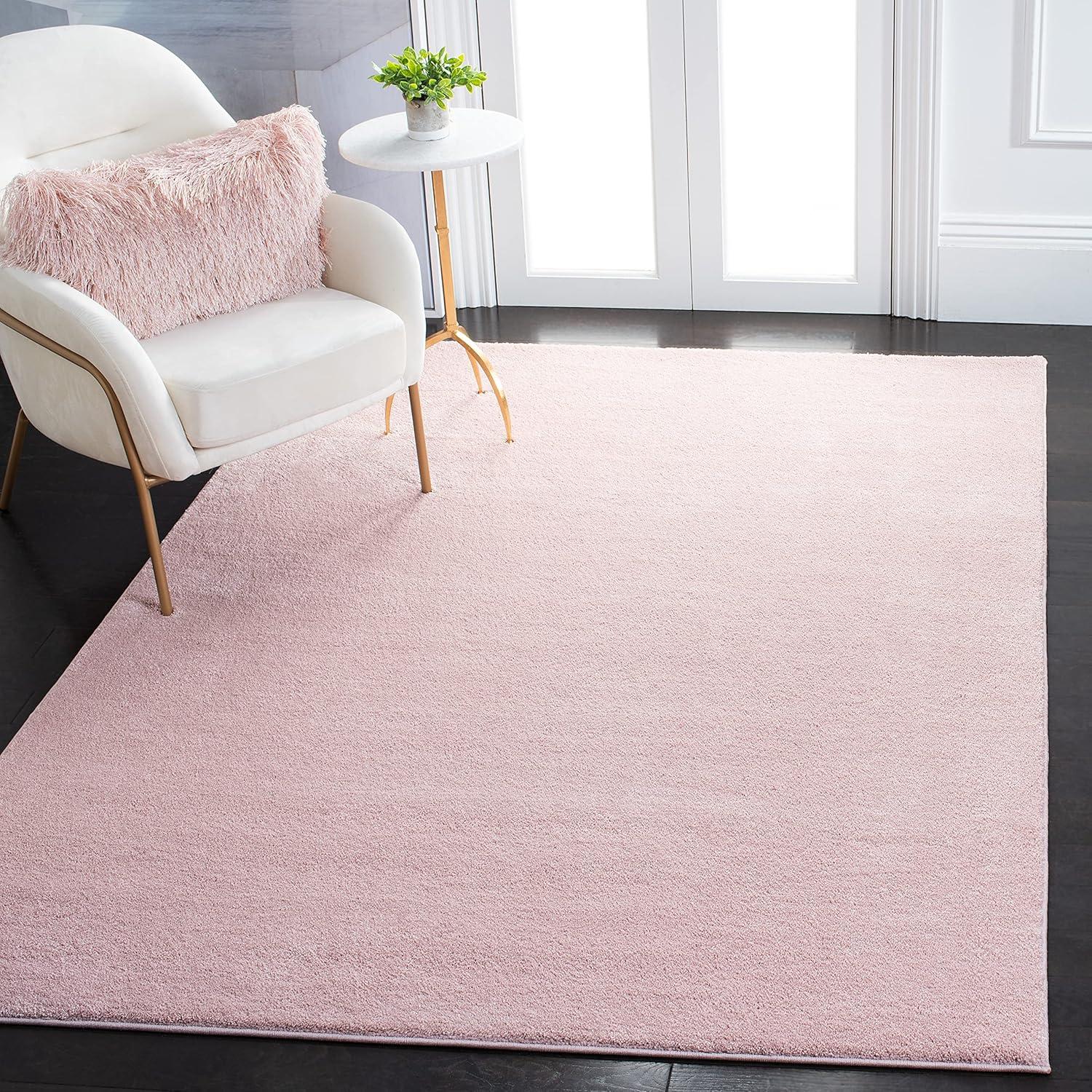 SAFAVIEH Plain and Solid Carleen Solid Plush Area Rug, Pink, 5'5" x 7'7"