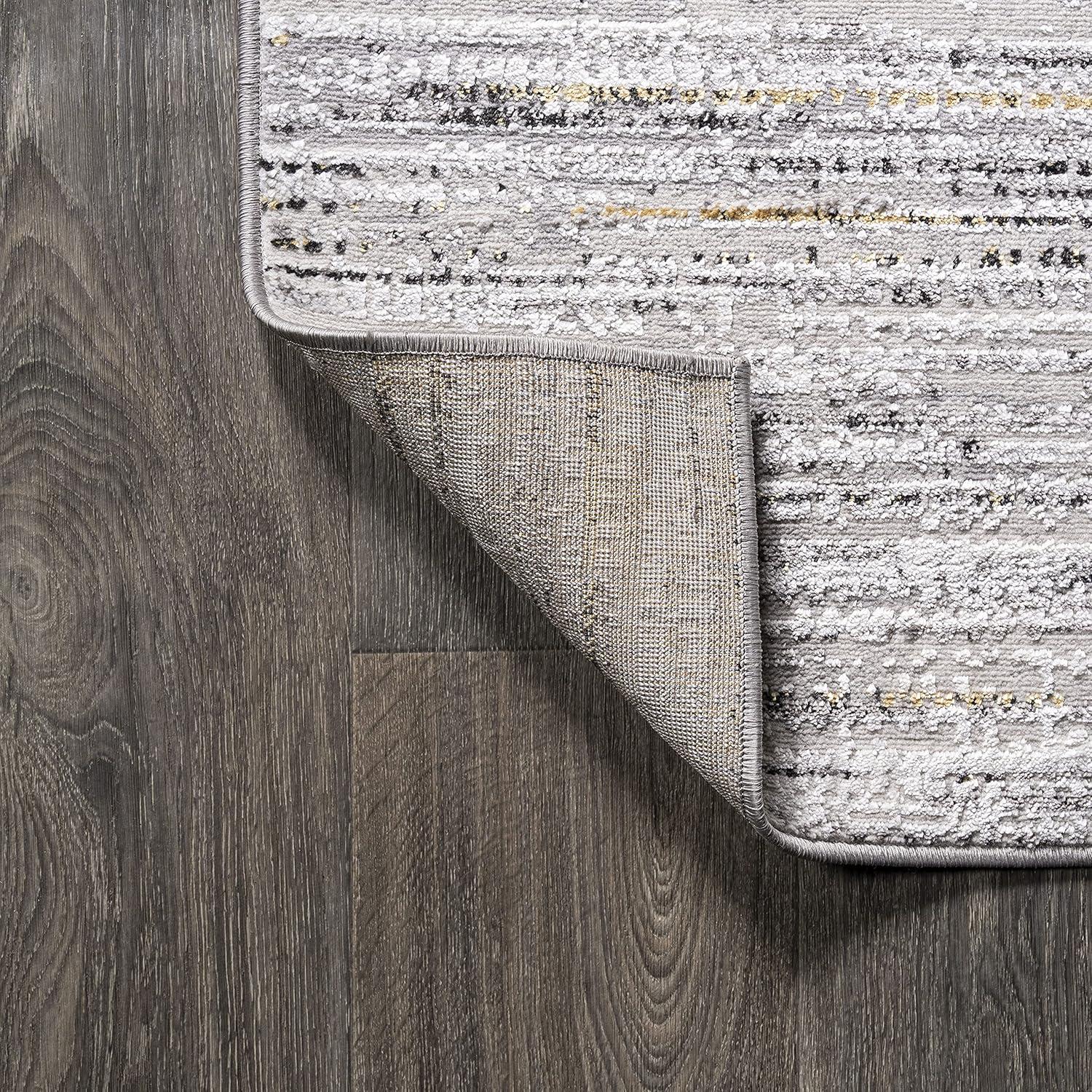 8'x10' Loom Modern Strie'  Area Rug, Gray/Black - JONATHAN Y