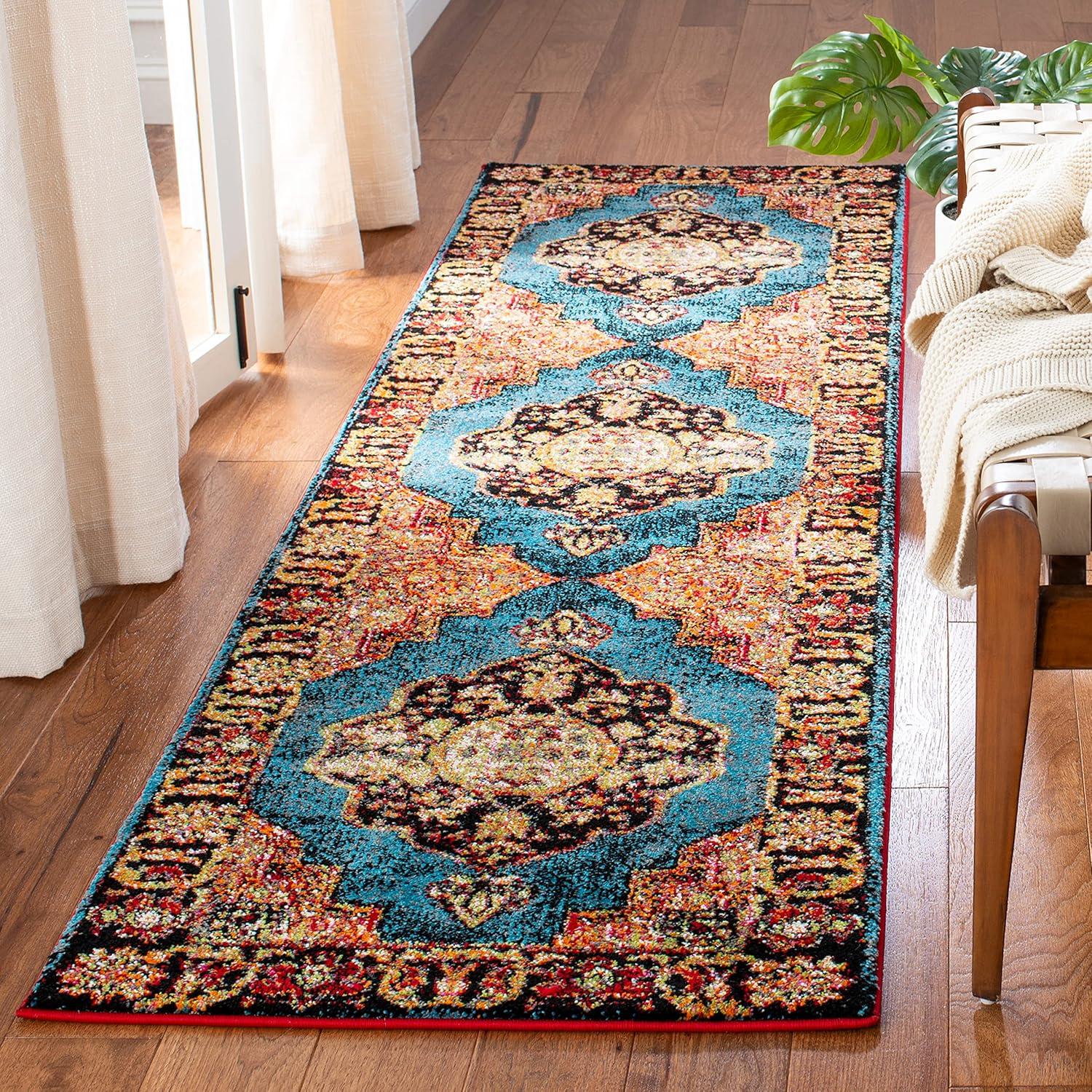 Vintage Hamadan VTH219 Power Loomed Indoor Runner Rug - Gold/Light Blue - 2'3"x8' - Safavieh