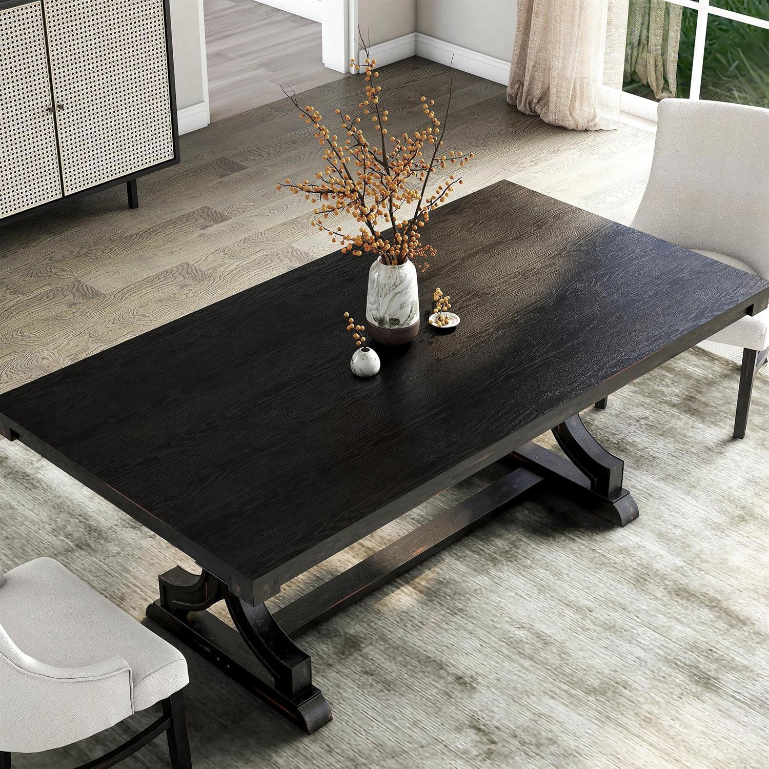 Furniture of America Kindrel Wood Rectangular Dining Table in Black