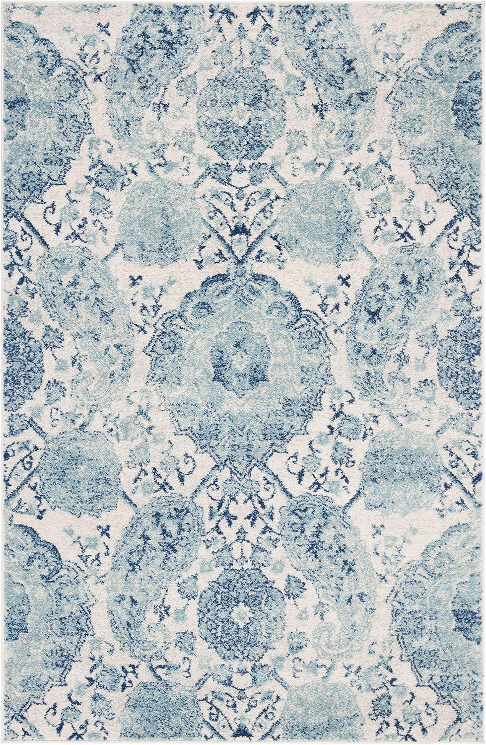 Madison MAD600 Power Loomed Indoor Area Rug - Cream/Turquoise - 4'x6' - Safavieh