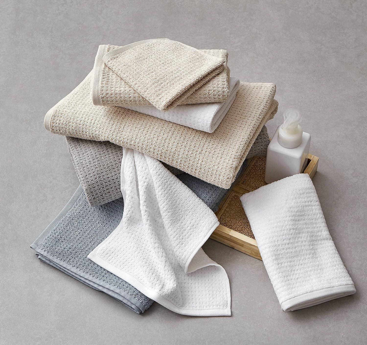 Oasis Beige 8-Piece Cotton Towel Set with Waffle Texture