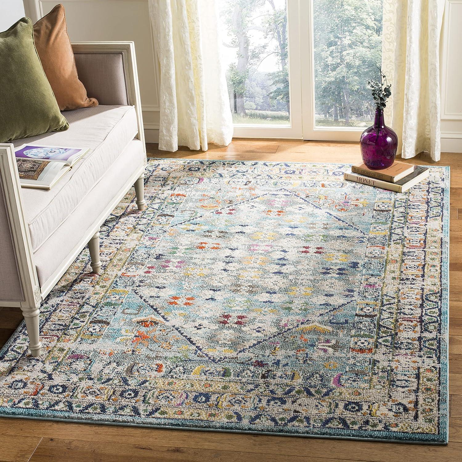 Monaco MNC255 Power Loomed Indoor Area Rug - Blue/Light Grey - 9'x12' - Safavieh