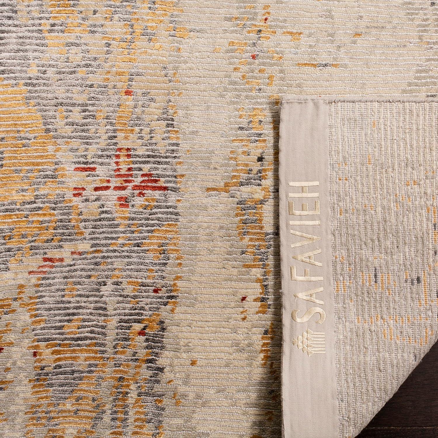 Tiffany Hand Knotted 60% Viscose, 20% Wool, And 20% Cotton Abstract Rug