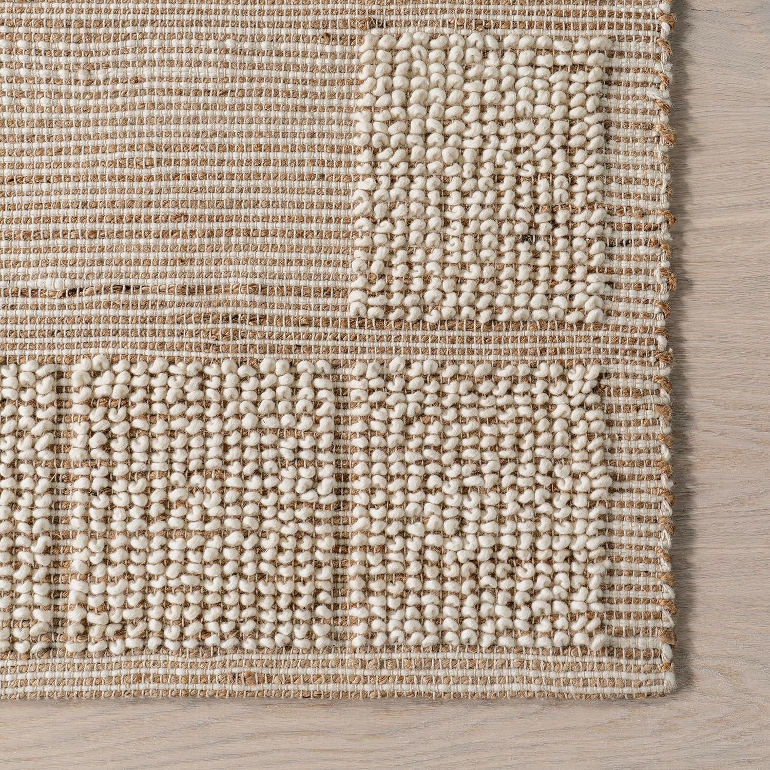 Nuloom Oden Textured Jute and Wool Area Rug, 5' x 8', Ivory