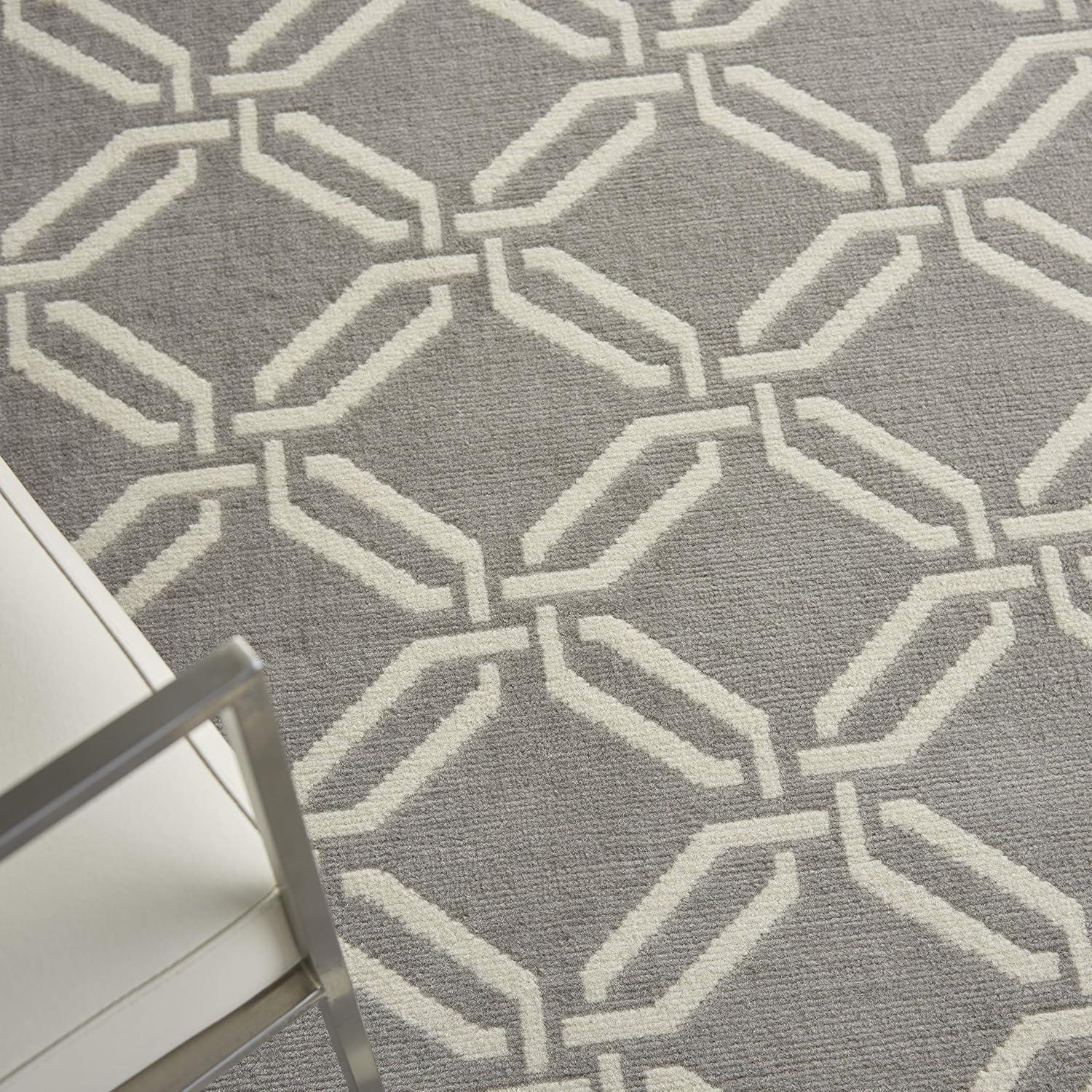 Nourison Jubilant 5'3" x 7'3" (5' x 7') Grey Area Rug Eclectic Retro Trellis by Nourison