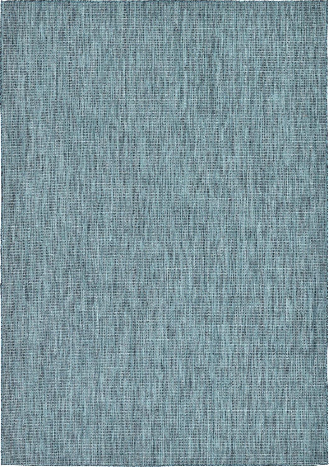 Unique Loom 7' 0 x 10' 0 Rectangle Indoor/Outdoor Solid Teal Area Rug