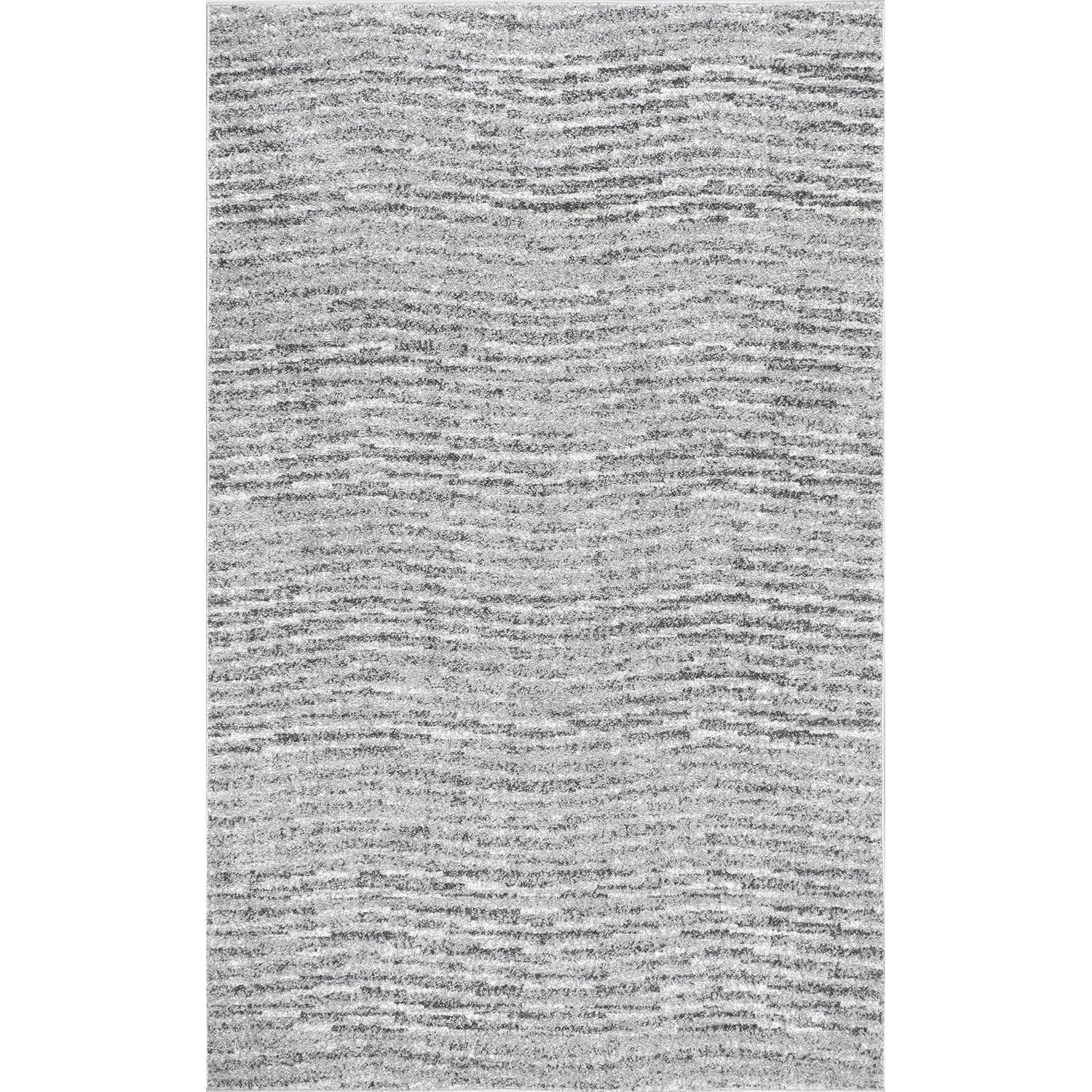 Gray Abstract Square Synthetic Easy Care Area Rug
