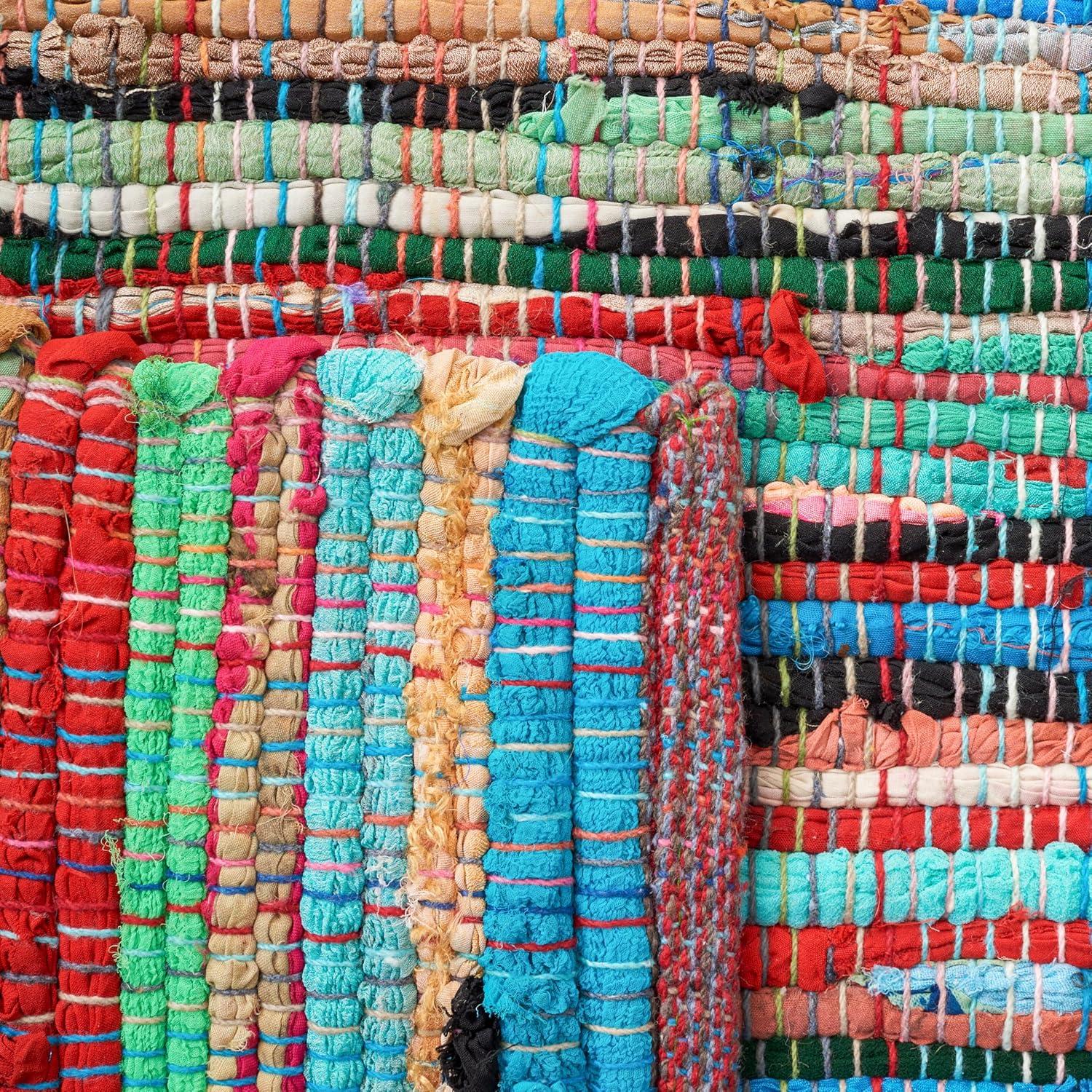 Rag Area Rug RAR240 Hand Woven Area Rug - Green/Multi - 3'x5' - Safavieh.