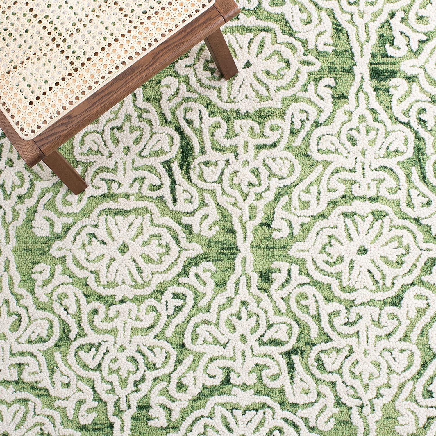 SAFAVIEH Blossom Asher Geometric Wool Area Rug, Green/Ivory, 3' x 5'