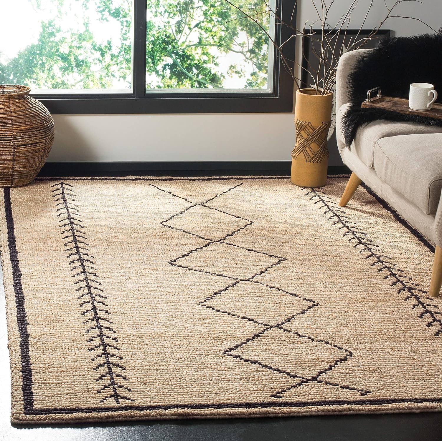 SAFAVIEH Bohemian Delice Southwestern Jute Area Rug, Ivory/Black, 4' x 6'