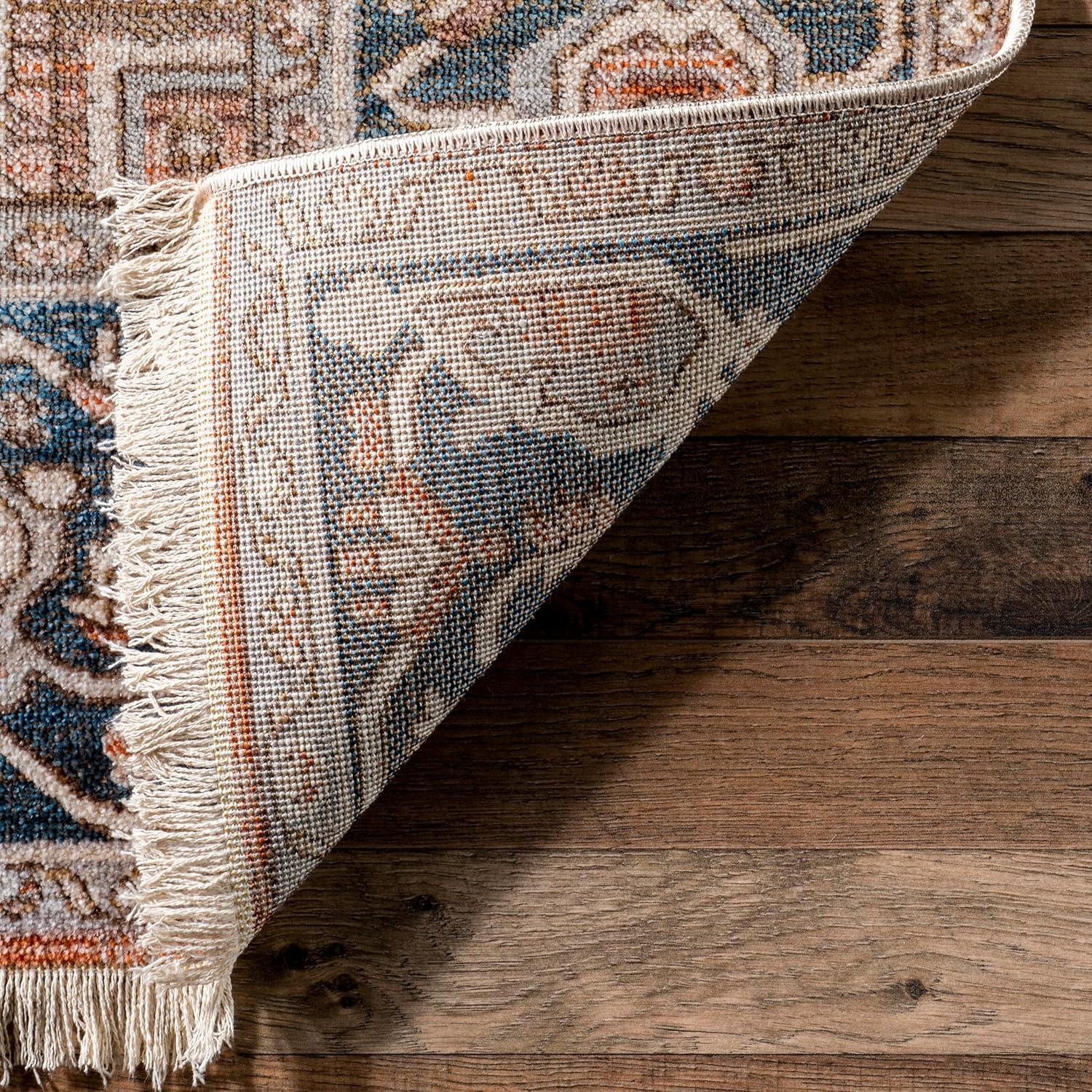 nuLOOM Harriet Vintage Medallion Fringe Area Rug, 8' Square, Blue