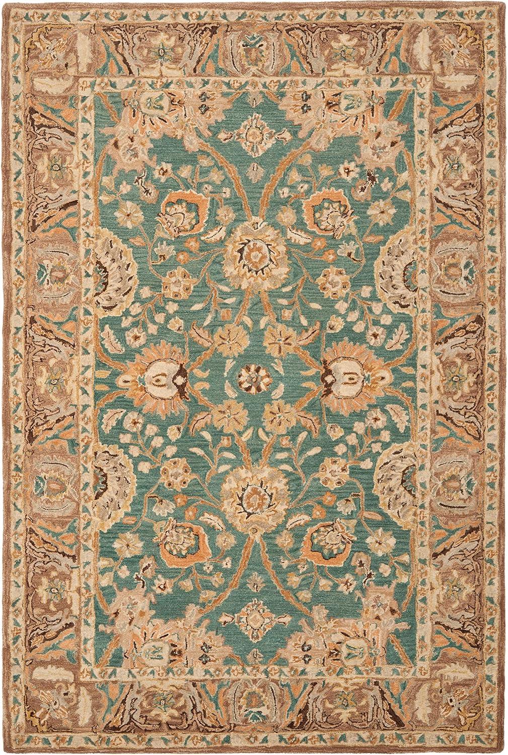 SAFAVIEH Anatolia Sharon Floral Area Rug, Teal/Camel, 9' x 12'
