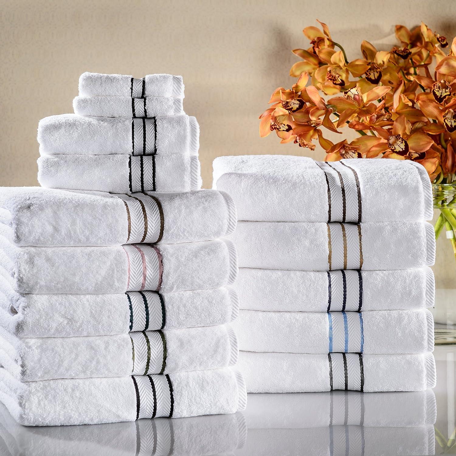 White Turkish Cotton 6-Piece Towel Set with Dobby Border