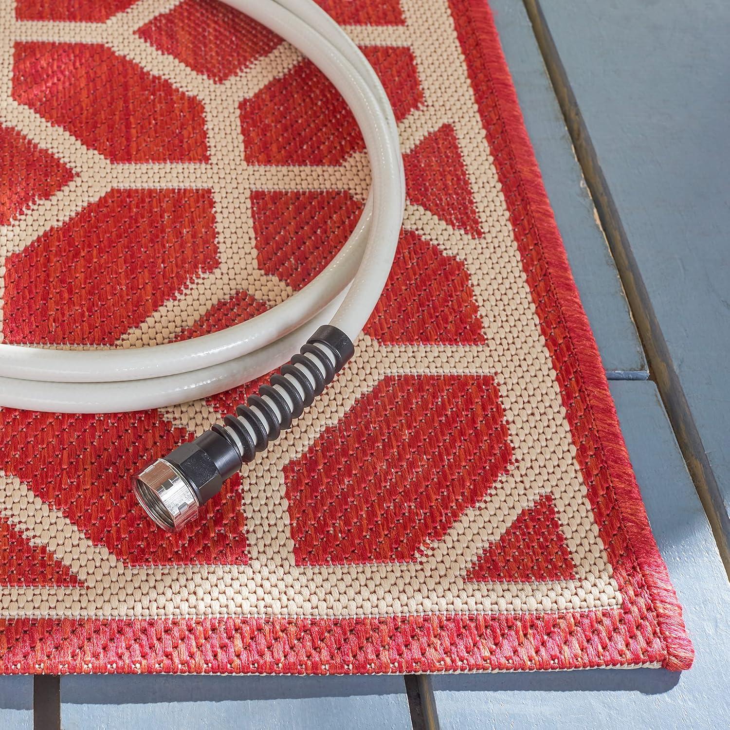 Beach House BHS127 POWER LOOMED Indoor/Outdoor Runner Rug - Red/Creme - 2'2"x6' - Safavieh
